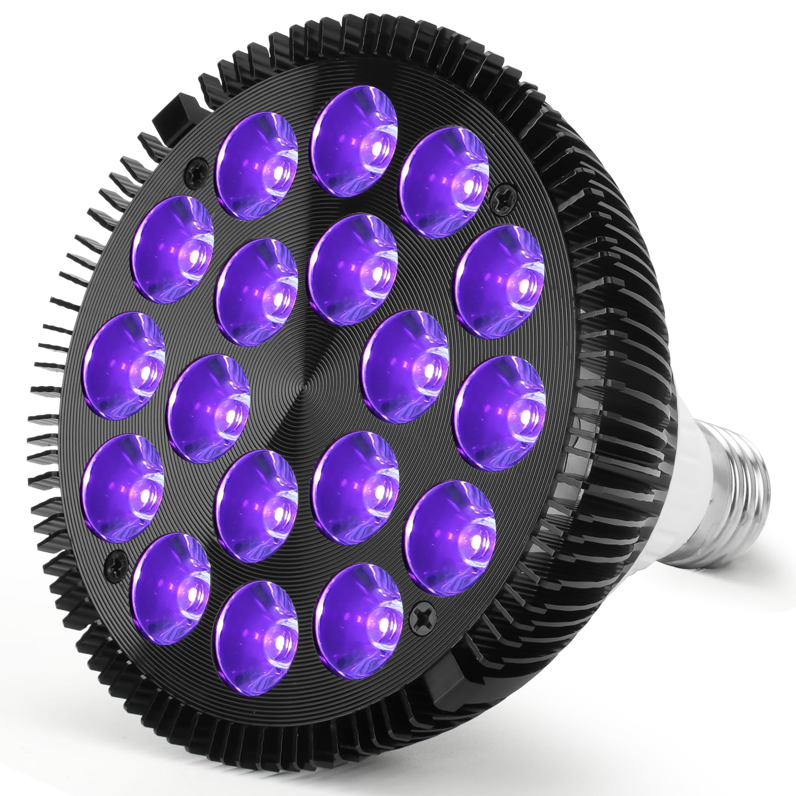 18W UV Black Light Bulb E27 Base 395-400nm LED Glow in The Dark - Perfect for Neon Parties, Body Paint, Halloween Decorations, Disco Bars, Stage Lighting & Plant Growth