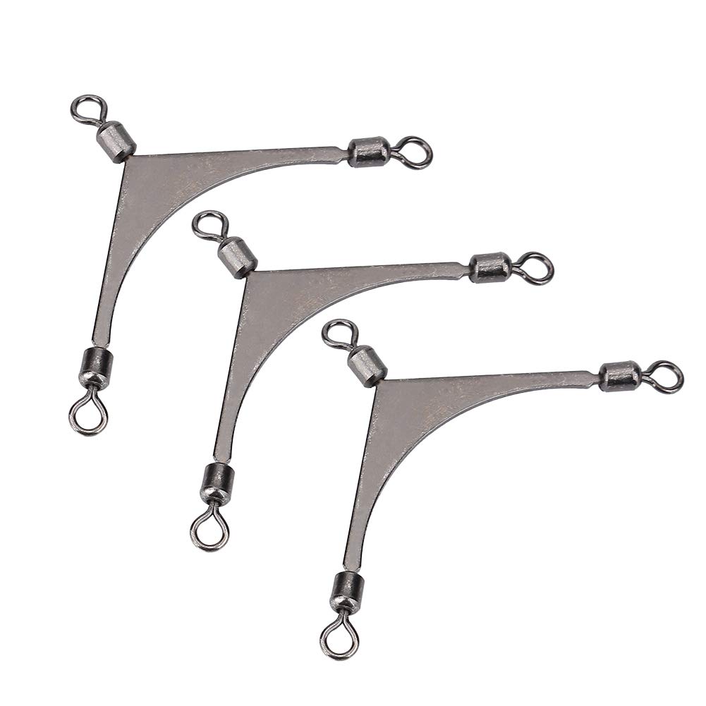Premium ZJchao Triple Swivels Fishing Connectors - 3-Way Fishing Swivel Rings (10pcs) for Saltwater & Freshwater Fishing - Ideal for Lure Rigging, Trolling & Bait Fishing