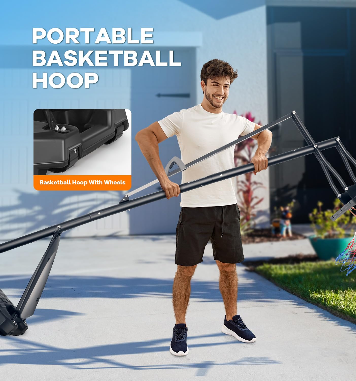 10ft Adjustable Portable Basketball Hoop System - 48 Inch Shatterproof Backboard with Fillable Base for Kids, Youth & Adults | Perfect for Backyard, Driveway & Indoor Use | Durable Outdoor Basketball Goal for Home & School Play