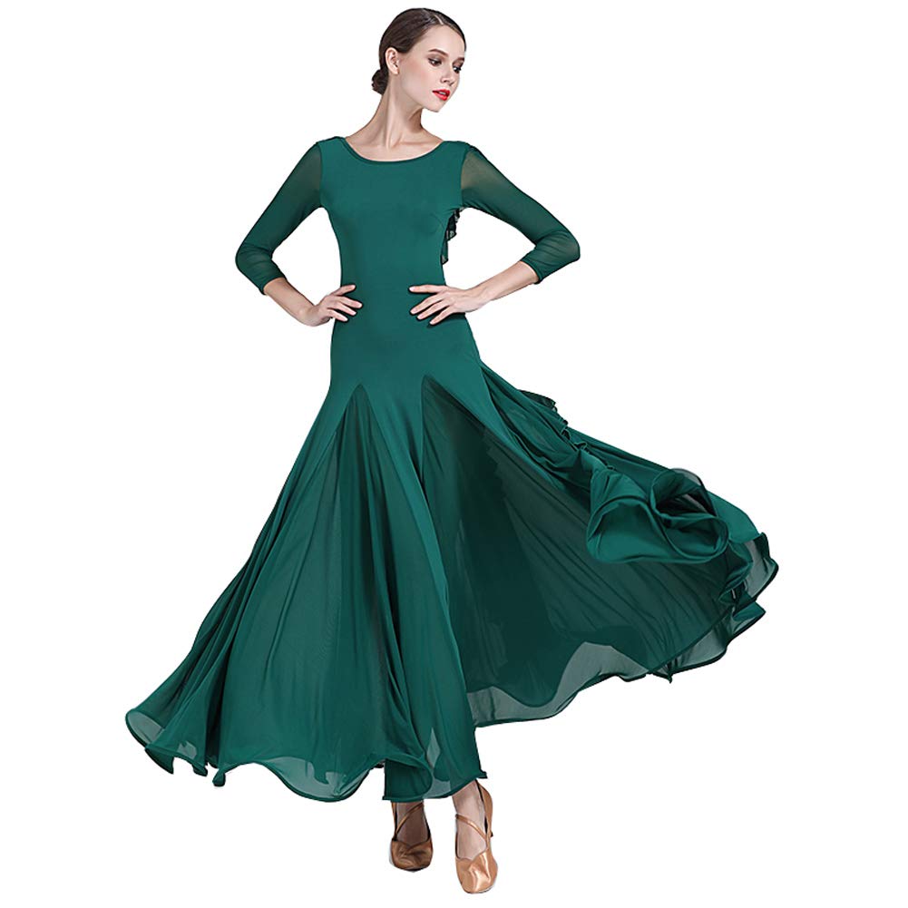 Elegant Ballroom Dance Long-Sleeve Dress for Women - Professional Standard Waltz Competition Gown - Perfect for Latin, National Dance Performances & Stage Costumes