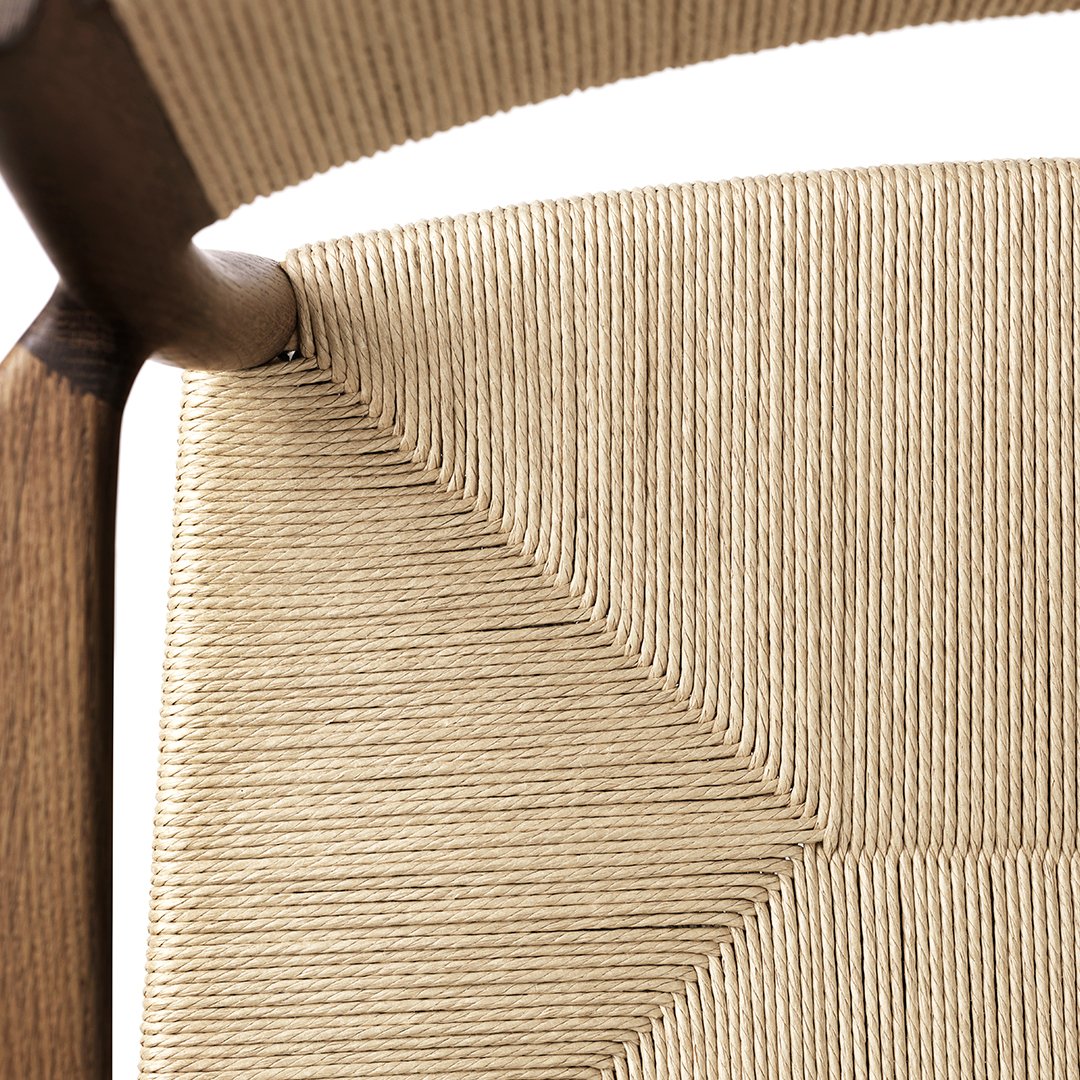 Arv Dining Armchair with Paper Cord Seat - Modern Woven Rattan Chair for Dining Room, Kitchen, or Patio - Comfortable & Stylish Seating Solution