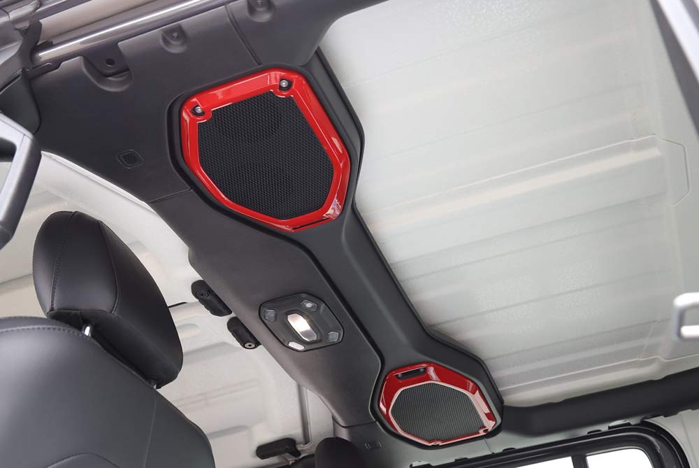 Red Car Roof Speaker Ring Decoration Sticker - Interior Mouldings for Jeep JL & JT Gladiator (2018+) - Enhance Your Wrangler's Style for Off-Road Adventures & Car Shows