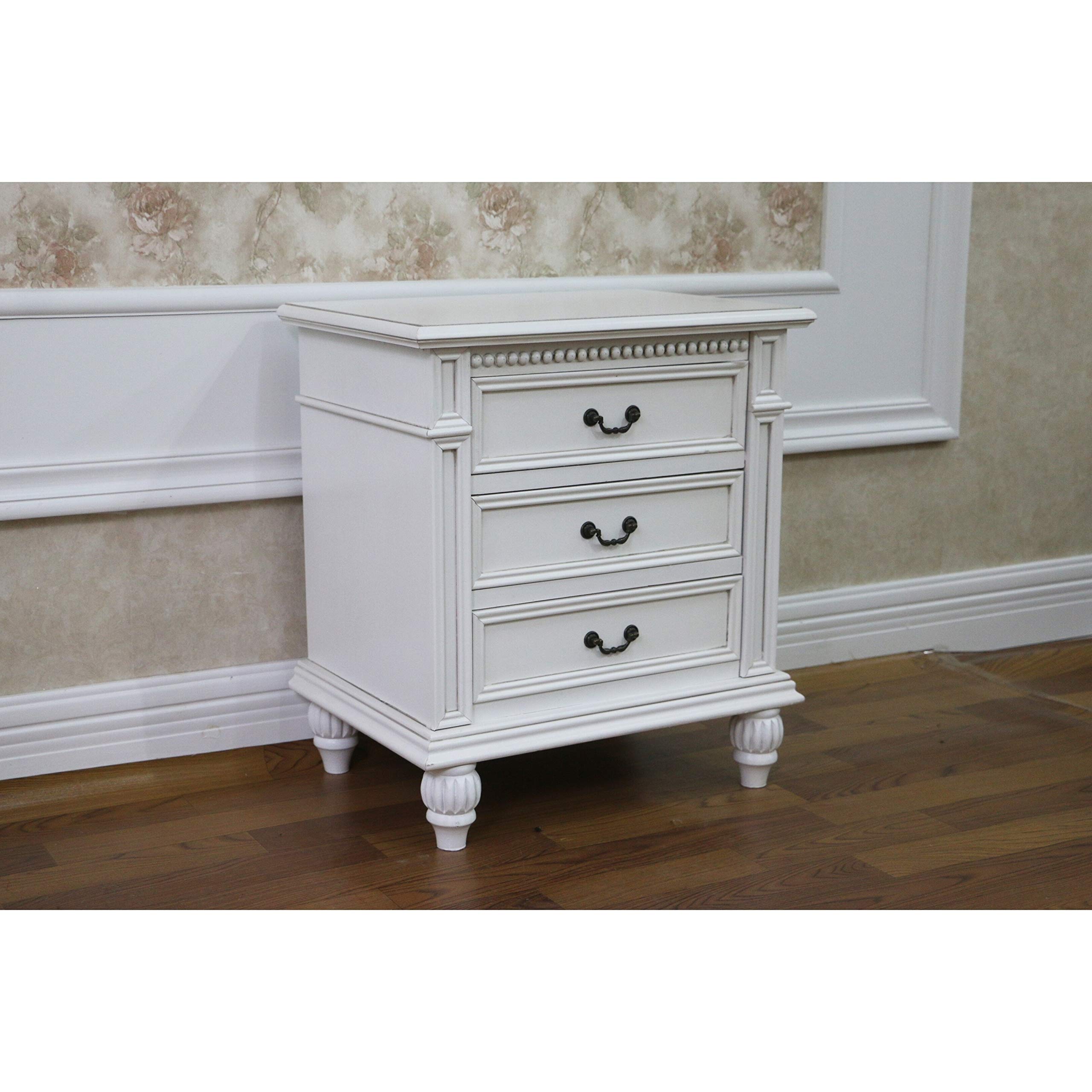 Hand Carved Windsor Wood 3-Drawer Lamp Table - International Caravan - Perfect for Living Room, Bedroom & Office Decor