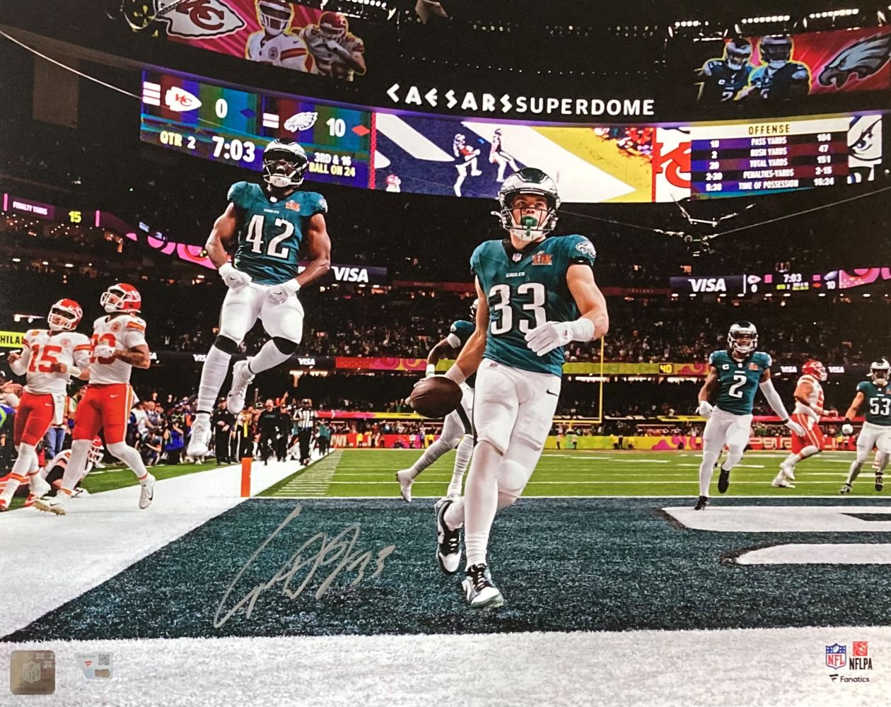 Cooper DeJean Autographed 16x20 Eagles Super Bowl LIX Pick Six Photo - Limited Edition Collectible for Football Fans & Memorabilia Enthusiasts - Perfect for Man Cave, Sports Room, or Gift for Eagles Fans