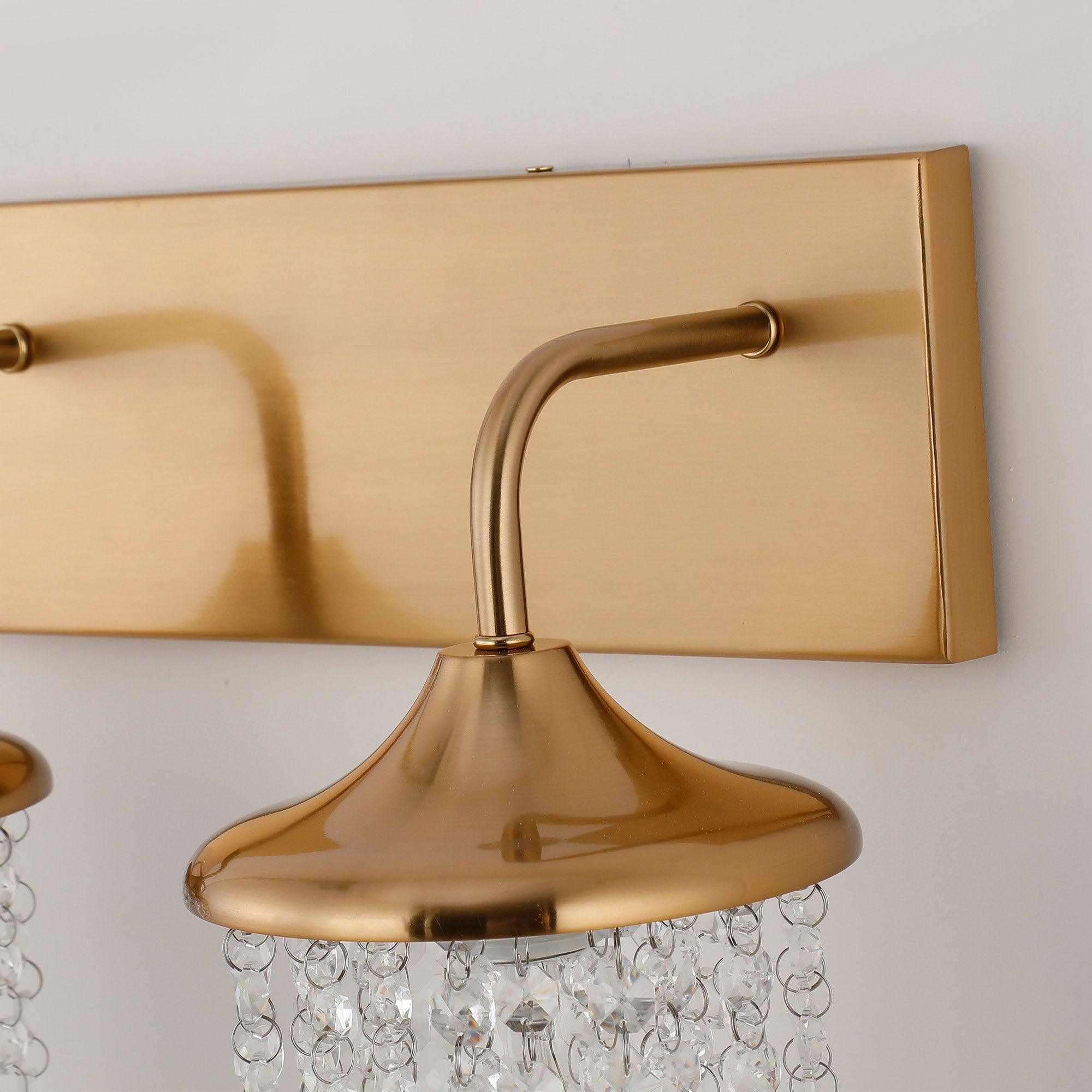 Modern 3-Light Golden Wall Sconce with Crystal Accents - Elegant Lighting Fixture for Living Room, Bedroom, or Hallway Decor