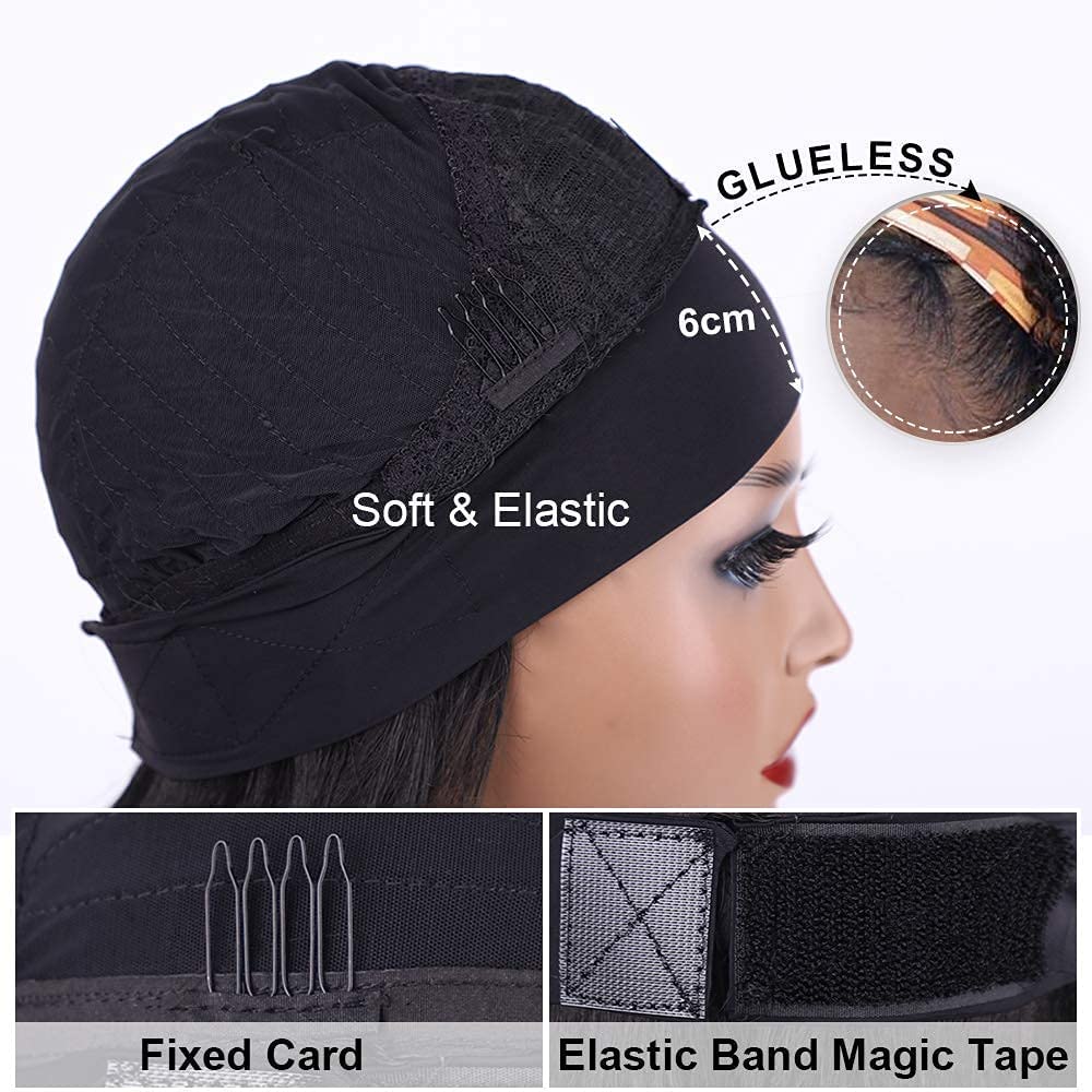 Rebasar 10 Inch Glueless Short Curly Headband Wigs for Black Women - Human Hair No Lace Front Wear & Go Wigs - Natural Black Color - Perfect for Daily Wear, Parties & Special Occasions