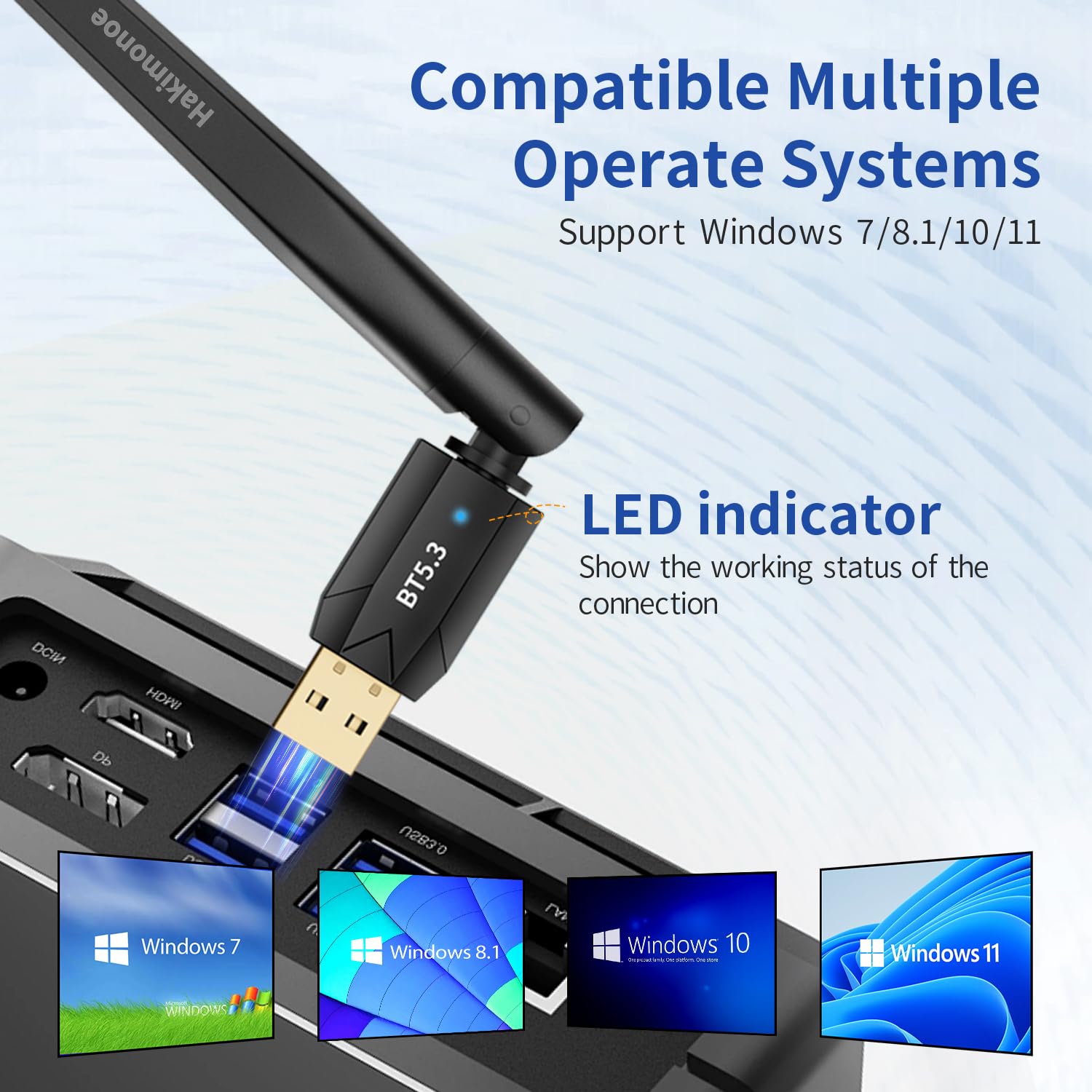 Long Range USB Bluetooth 5.3 Adapter for PC Desktop & Laptop - 150M Wireless Dongle for Windows 11/10/8.1 - Connect Bluetooth Headphones, Speakers, Mouse, Keyboard & Printer - Plug & Play - Perfect for Home Office, Gaming & Wireless Audio Streaming