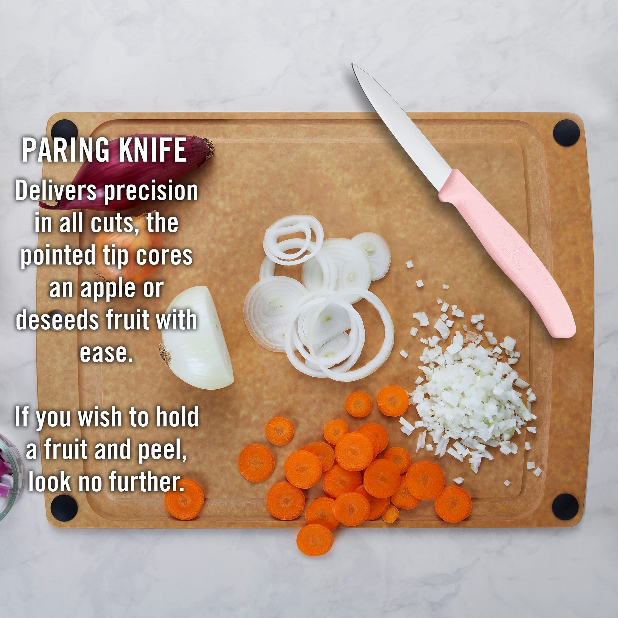 Victorinox 6.7116.31L52 3-Piece Kitchen Knife Set with Petty Knife & Vertical Peeler - Rose Color, Dishwasher Safe Swiss Classic - Perfect for Peeling Fruits, Chopping Vegetables & Food Prep