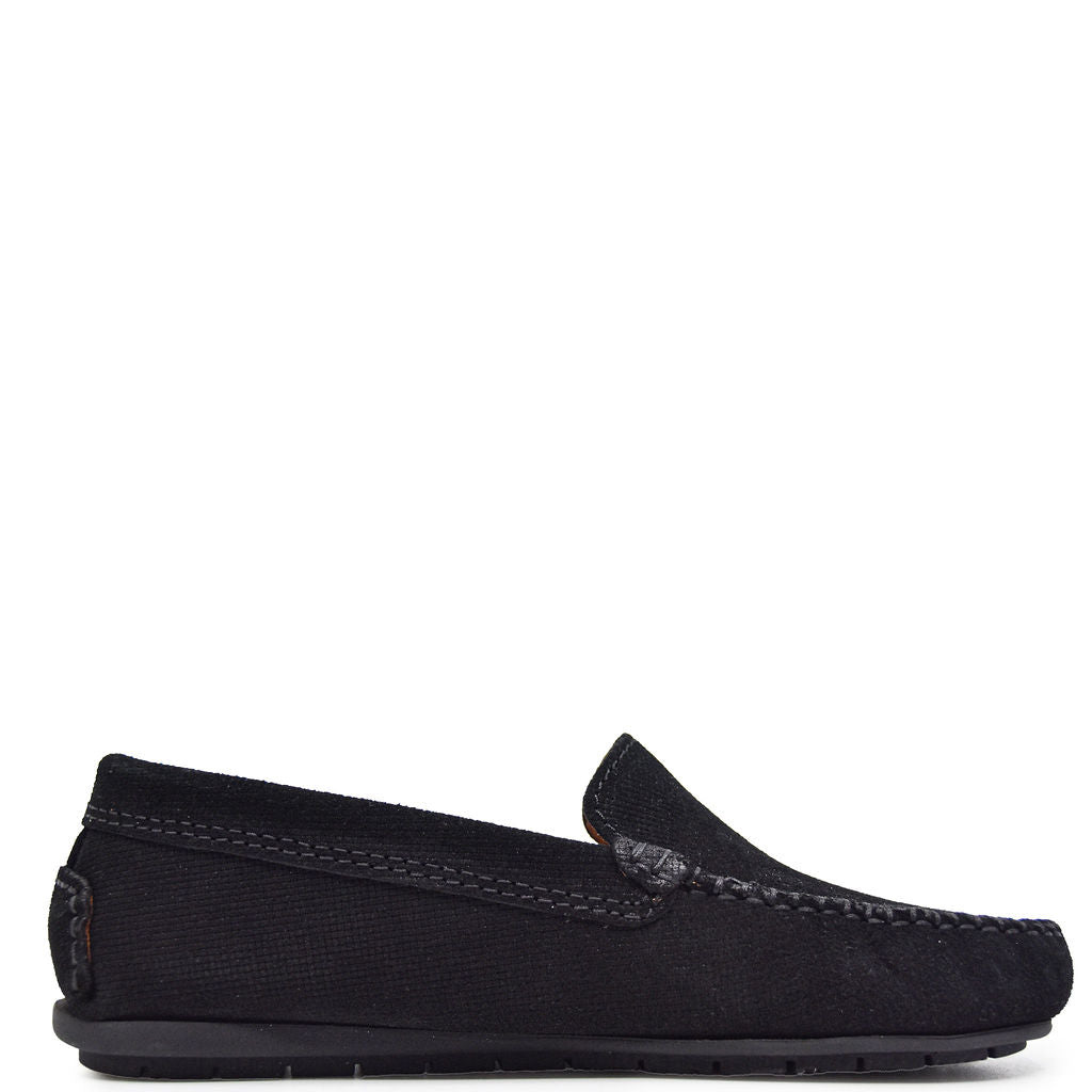 Men's Atlanta Black Twill Loafers - Comfortable Moccasin Style Slip-On Shoes for Business Casual & Office Wear