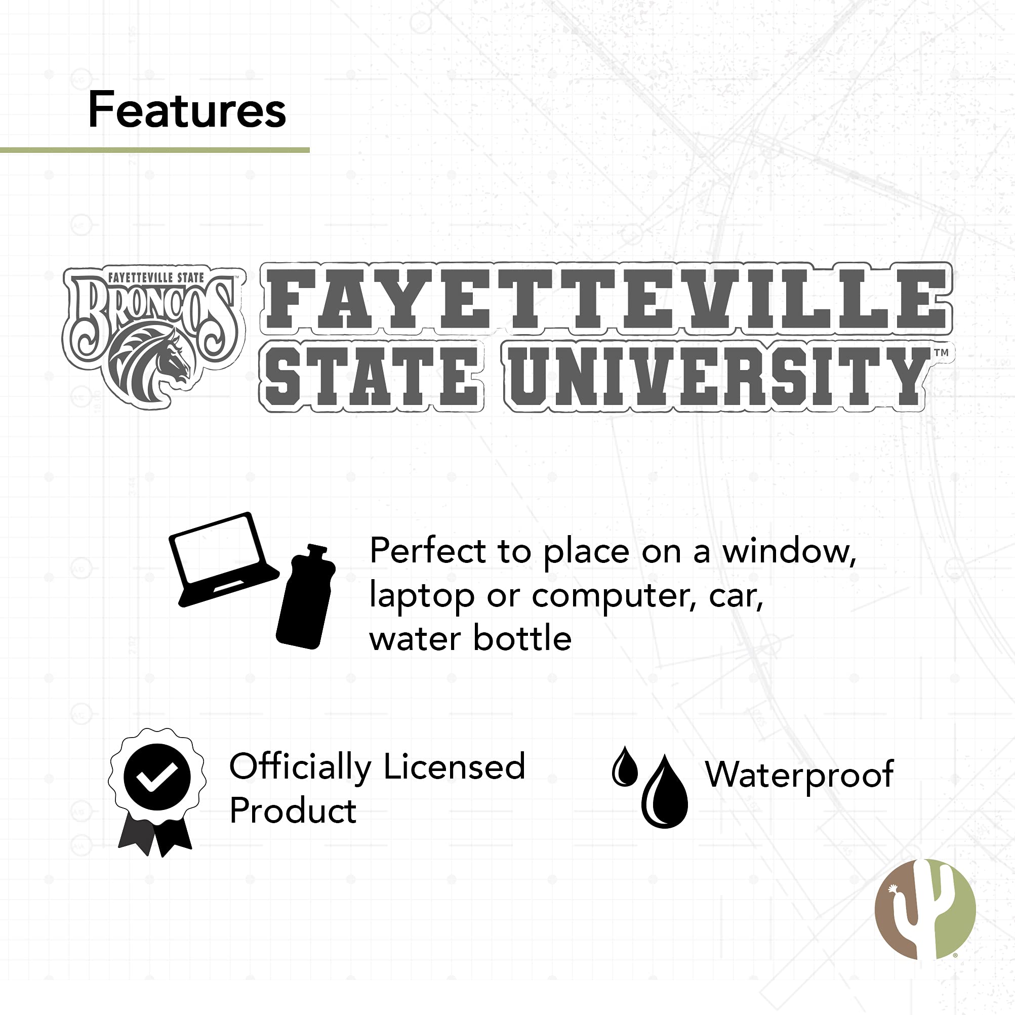 Fayetteville State University FSU Broncos Logo Vinyl Decal Sticker (8 Inch) - Desert Cactus Design for Laptop, Water Bottle, Car & Scrapbook - Perfect for School Spirit, College Pride & Fan Gifts
