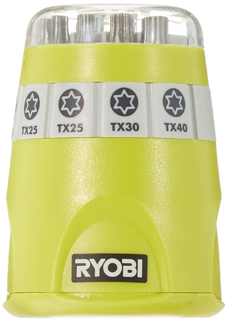 RYOBI 10-Piece Torx Screwdriver Bit Set - T10 to T40 Sizes - Premium Black & Green Bits for DIY Projects, Furniture Assembly & Automotive Repairs