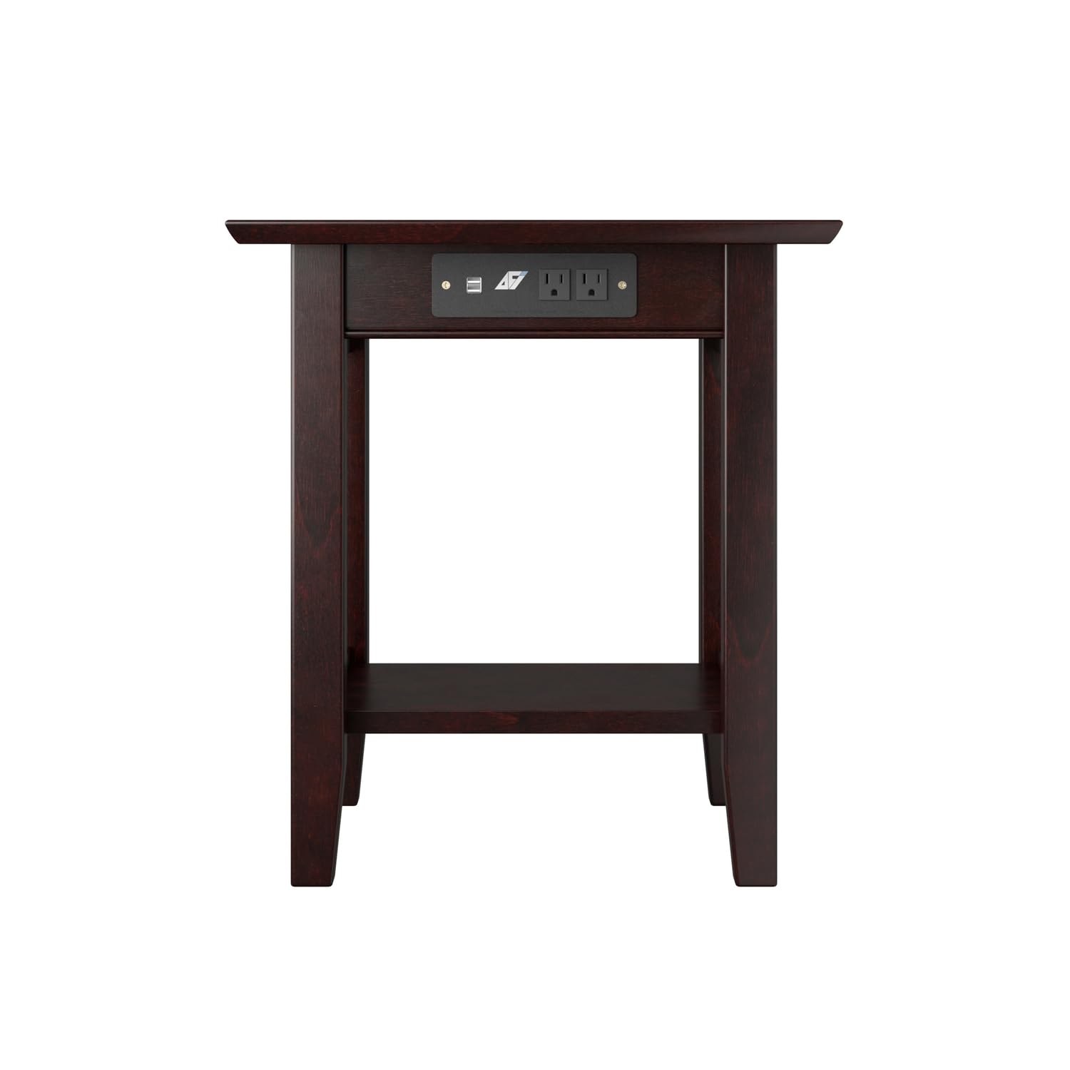 AFI Mission End Table with Charging Station - Espresso Finish Nightstand with USB Ports for Bedroom, Living Room, or Office - Modern Side Table with Built-in Power Outlets