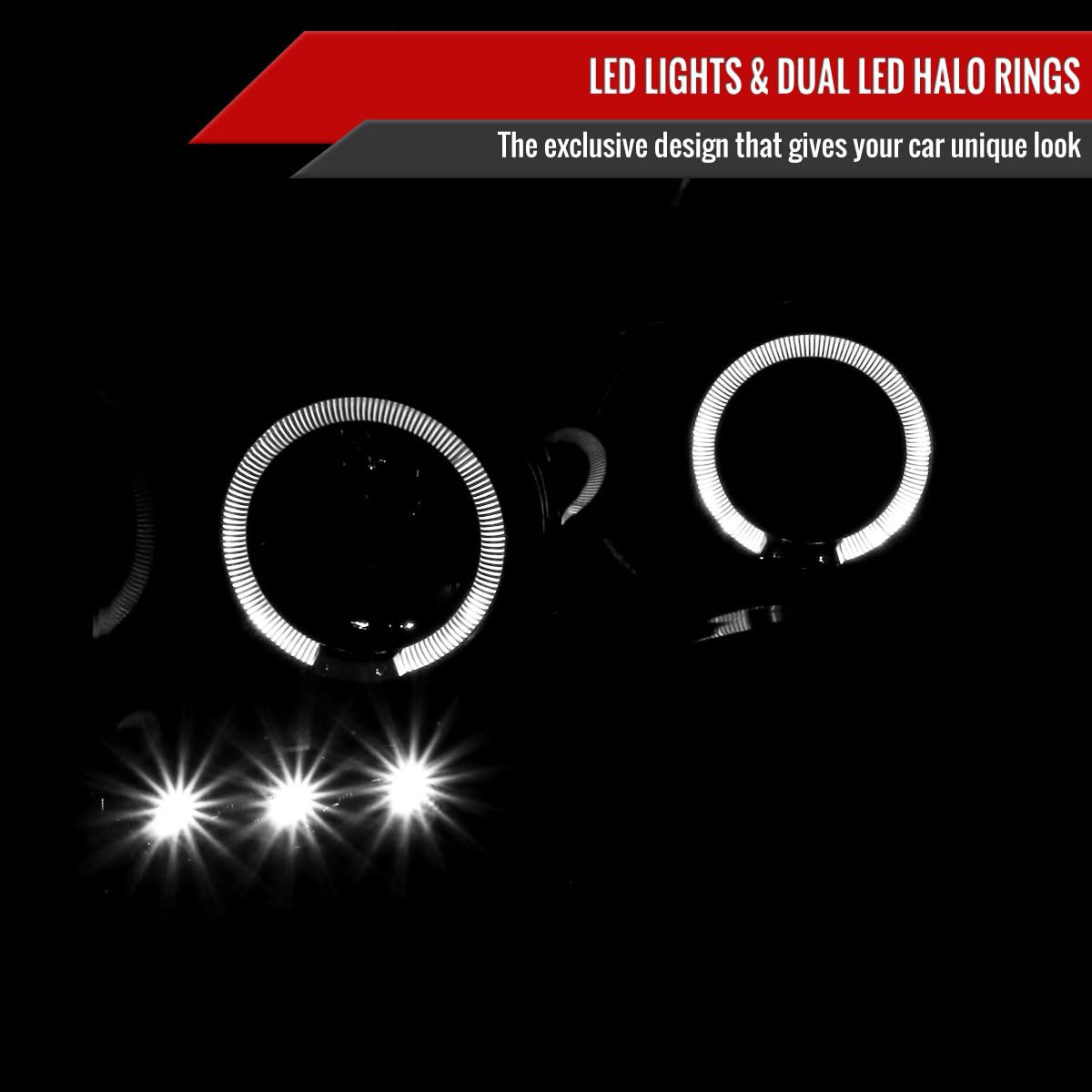 Black Pearl Dodge Ram 06-09 1500 2500 3500 Clear Halo Projector Headlights - Upgrade Your Night Driving with Enhanced Visibility & Style