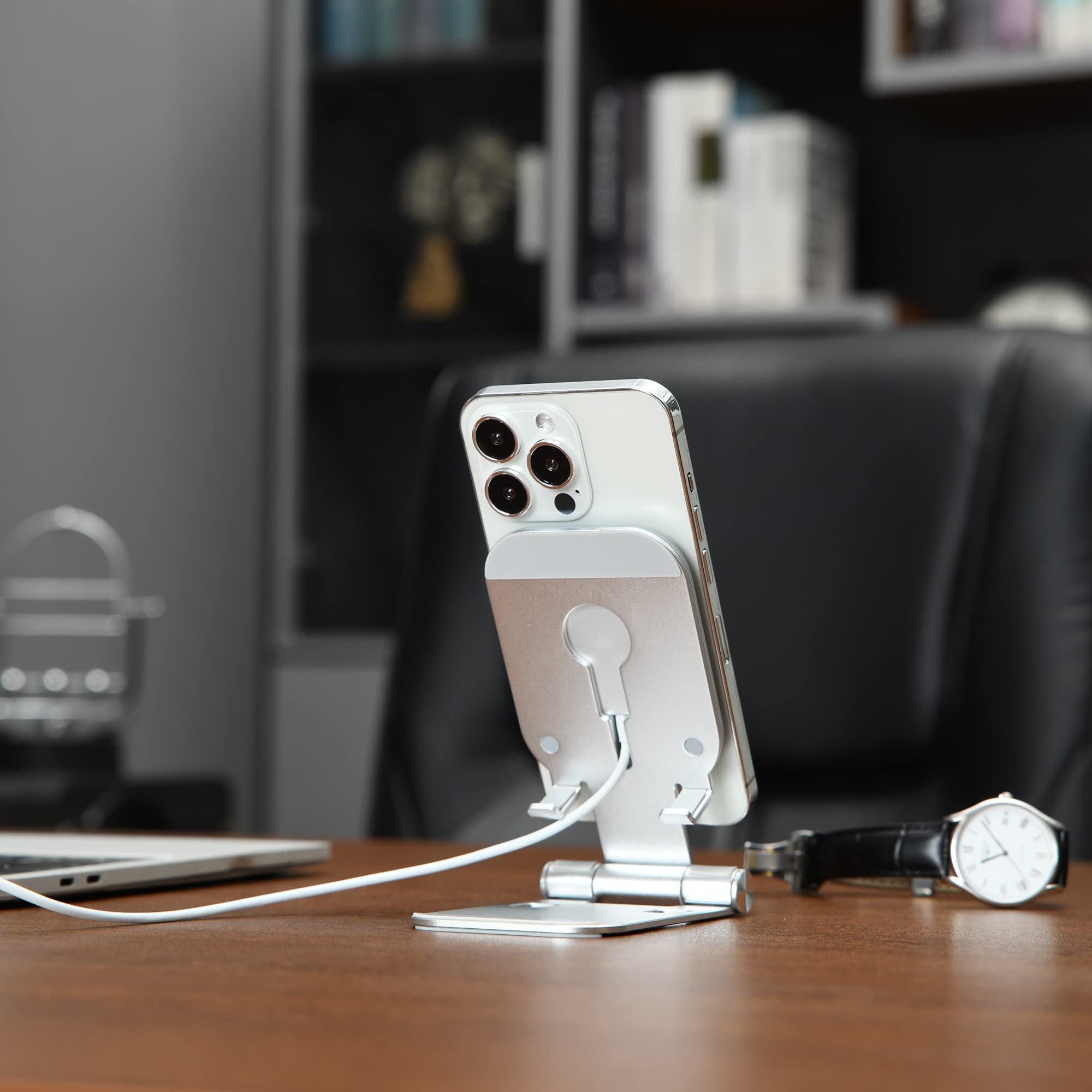 Foldable MagSafe Charger Stand & Universal Phone Holder - Adjustable Tablet Dock for iPhone 13/12/Smartphones, Desk Organizer (MagSafe Not Included) | Perfect for Office, Home & Travel Charging Station