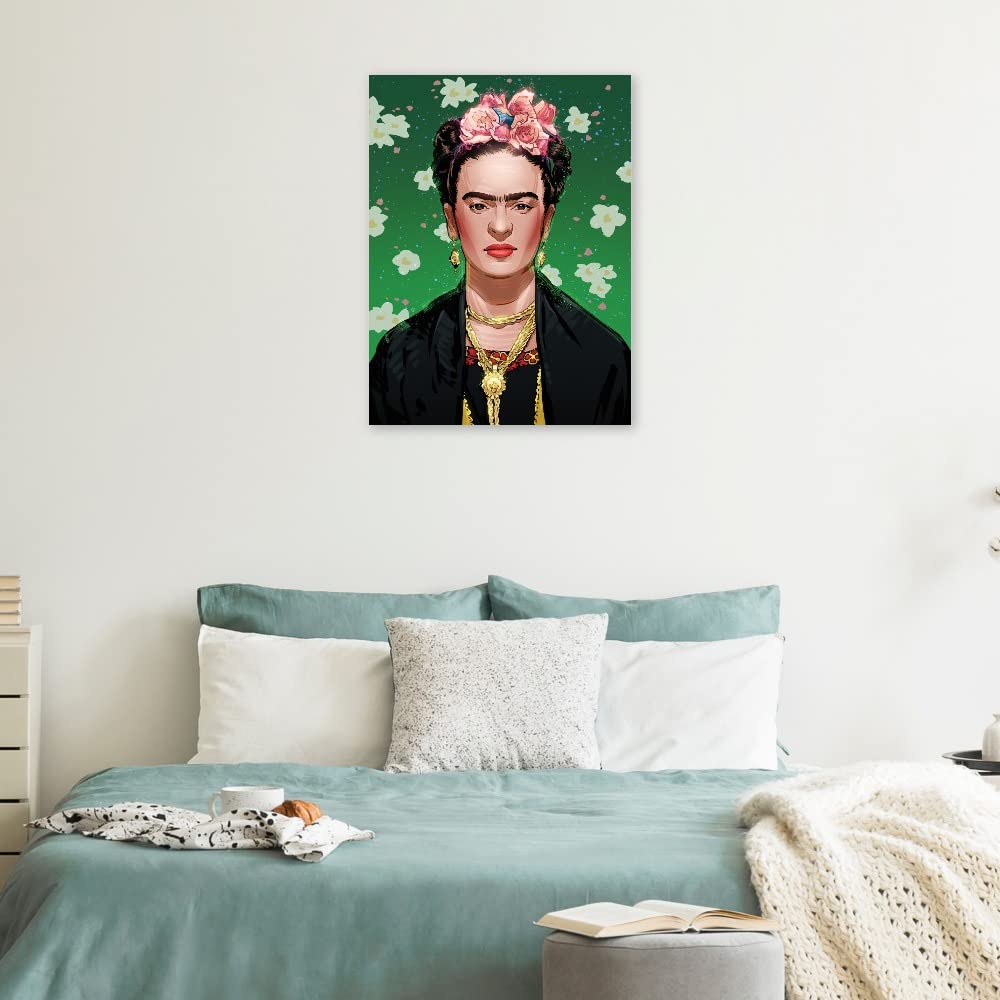 Frida Kahlo Canvas Wall Art - Hand Painted Fine Art Decor by Nikita Abkumov - 21x28 Inch Ready to Hang Painting for Living Room, Bedroom, Office & More - Perfect for Home Decor, Gifts & Art Lovers