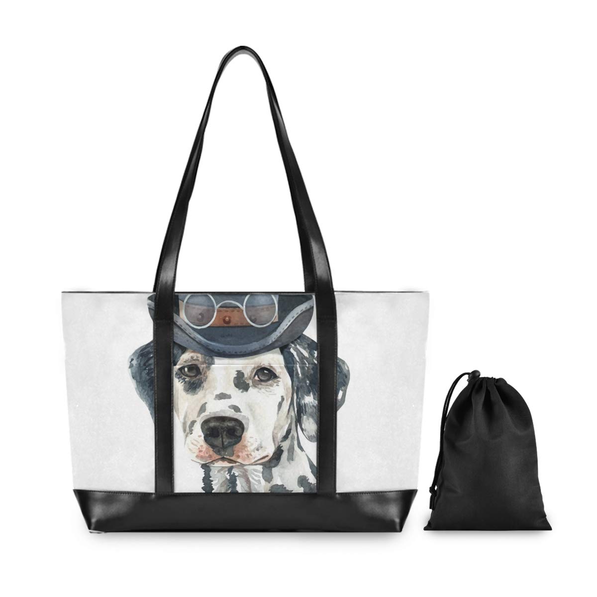 Stylish Dalmatian Dog Watercolor Laptop Tote Bag for Women - Business Handbag, Computer Shoulder Work Bag Fits 15.6 Inch Notebook - Perfect for Office, Commute, and Travel