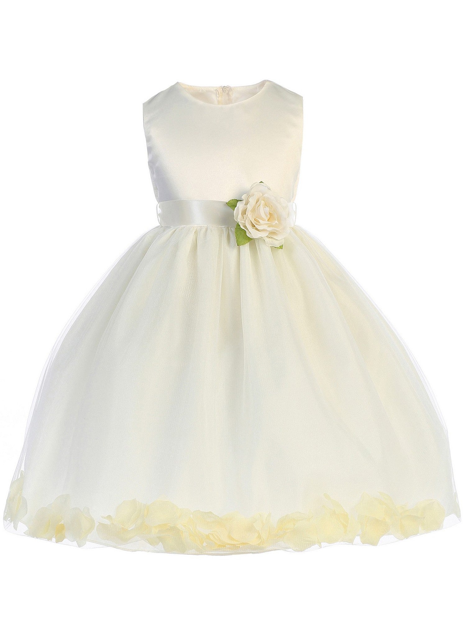 Ivory Floating Petals Junior Bridesmaid Dress for Big Girls - Size 7-12 | Perfect for Weddings, Flower Girl Dresses, and Special Occasions