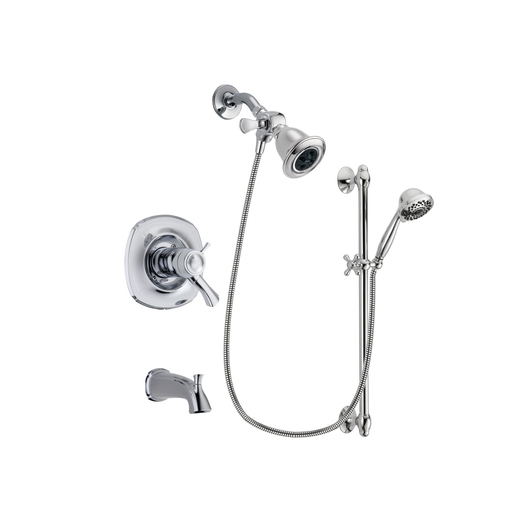 Delta Addison Chrome Thermostatic Tub & Shower Faucet System with Water-Efficient Showerhead, 7-Spray Handheld Shower & Slide Bar - Includes Rough-in Valve & Tub Spout (DSP0601V) - Perfect for Modern Bathroom Renovations & Water Conservation