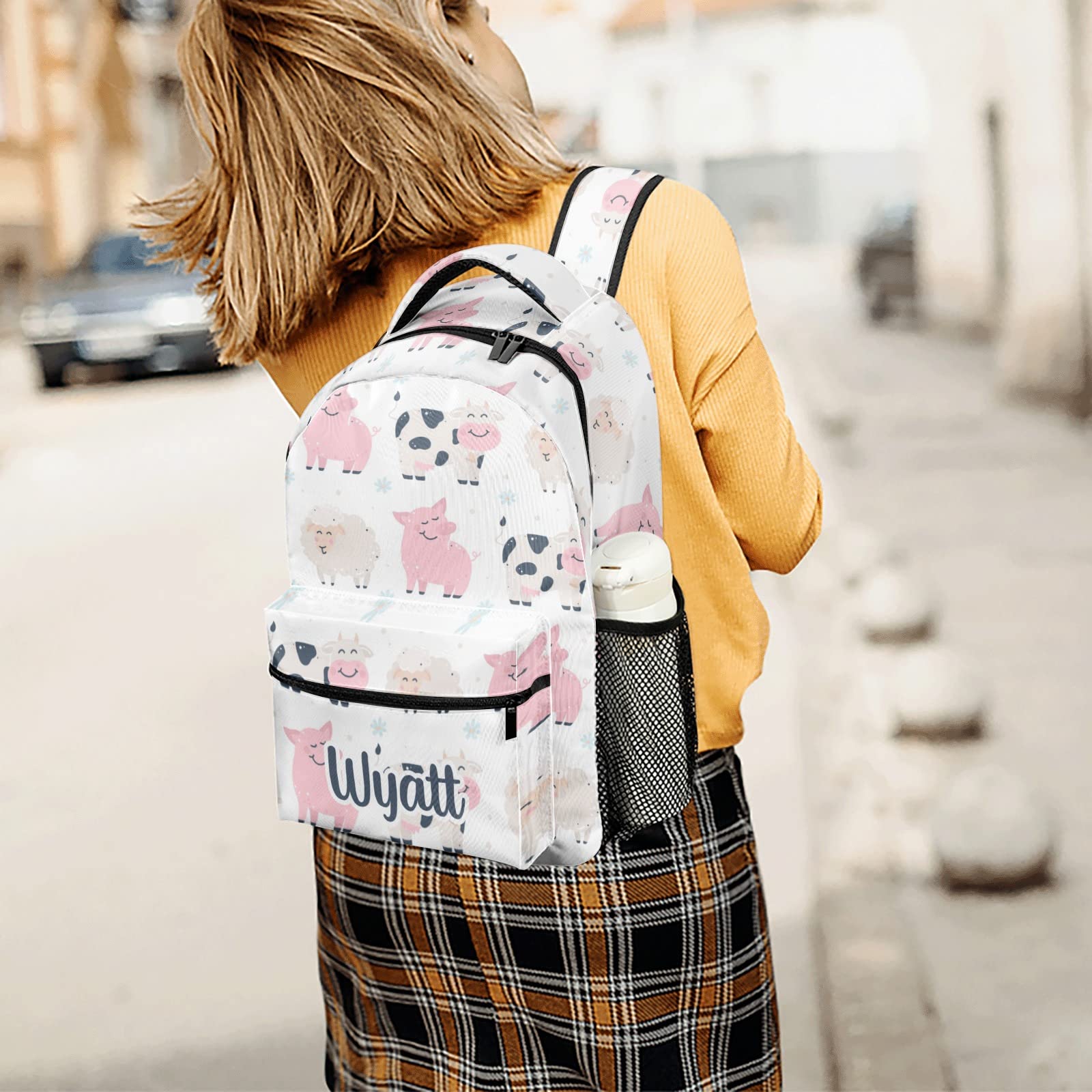 Personalized Kids Backpack for School & Travel - Pig Cow Sheep Design