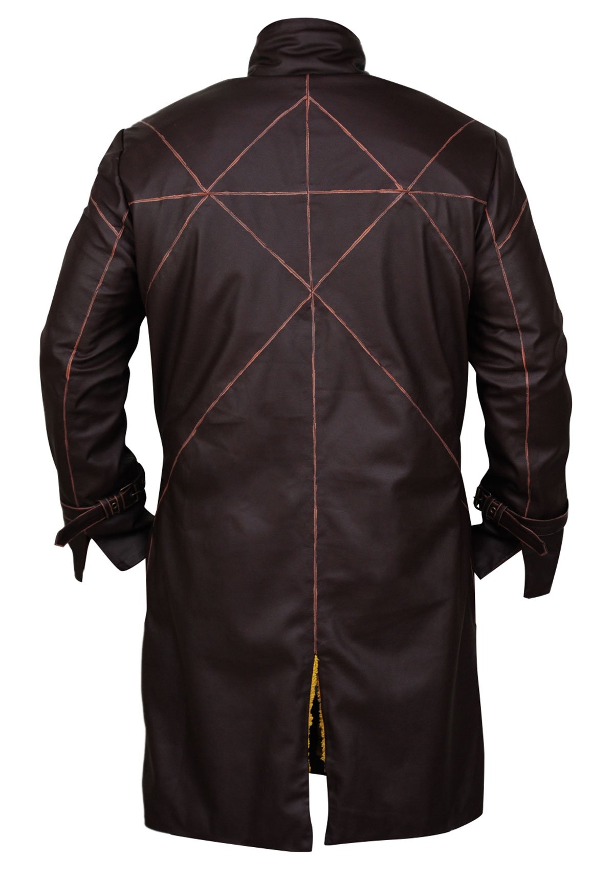 Men's Adien Pearce Dogs Gaming Halloween Costume - Distressed Brown Faux Leather Trench Coat with Fur Collar | Cosplay, Gaming Events & Halloween Outfit