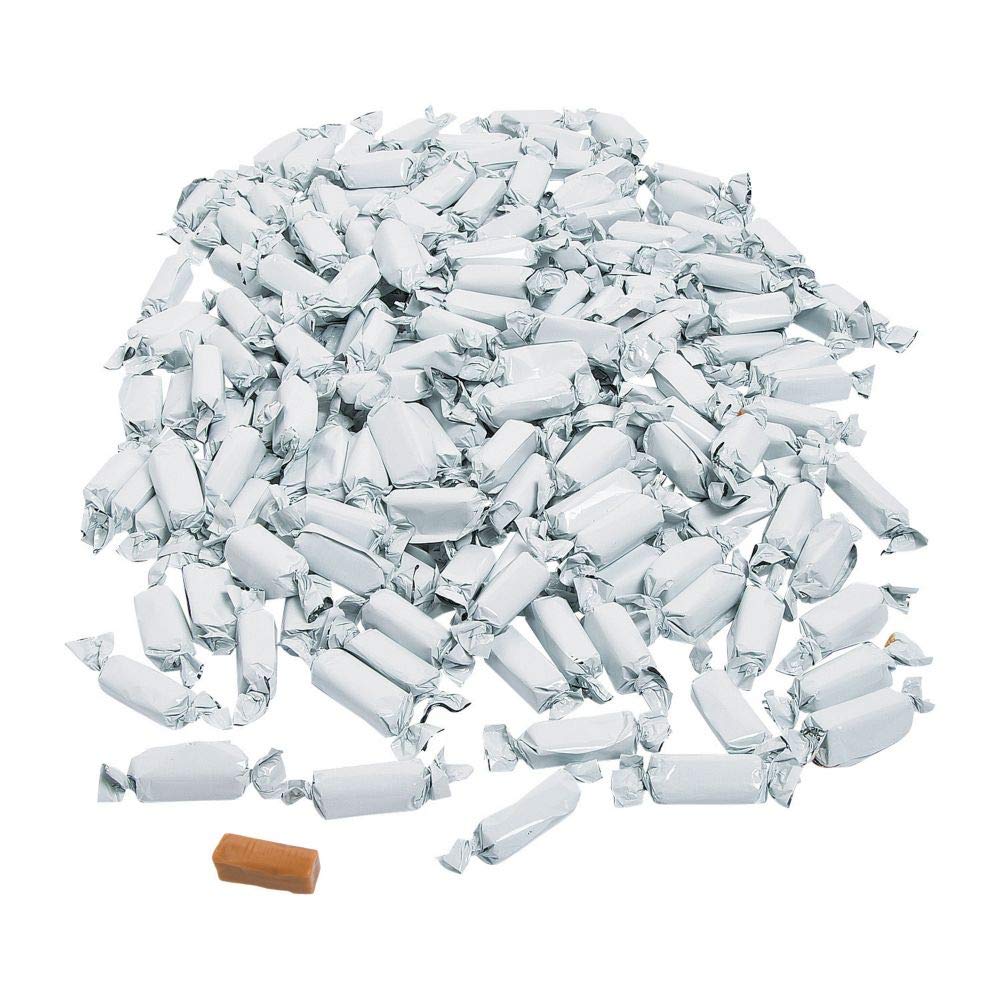 Premium White Foil Wrapped Caramels Candy - 2 Pound Bulk Bag (189 Individually Wrapped Pieces) - Perfect for Candy Buffets, Wedding Favors, Birthday Parties & Holiday Gift Baskets