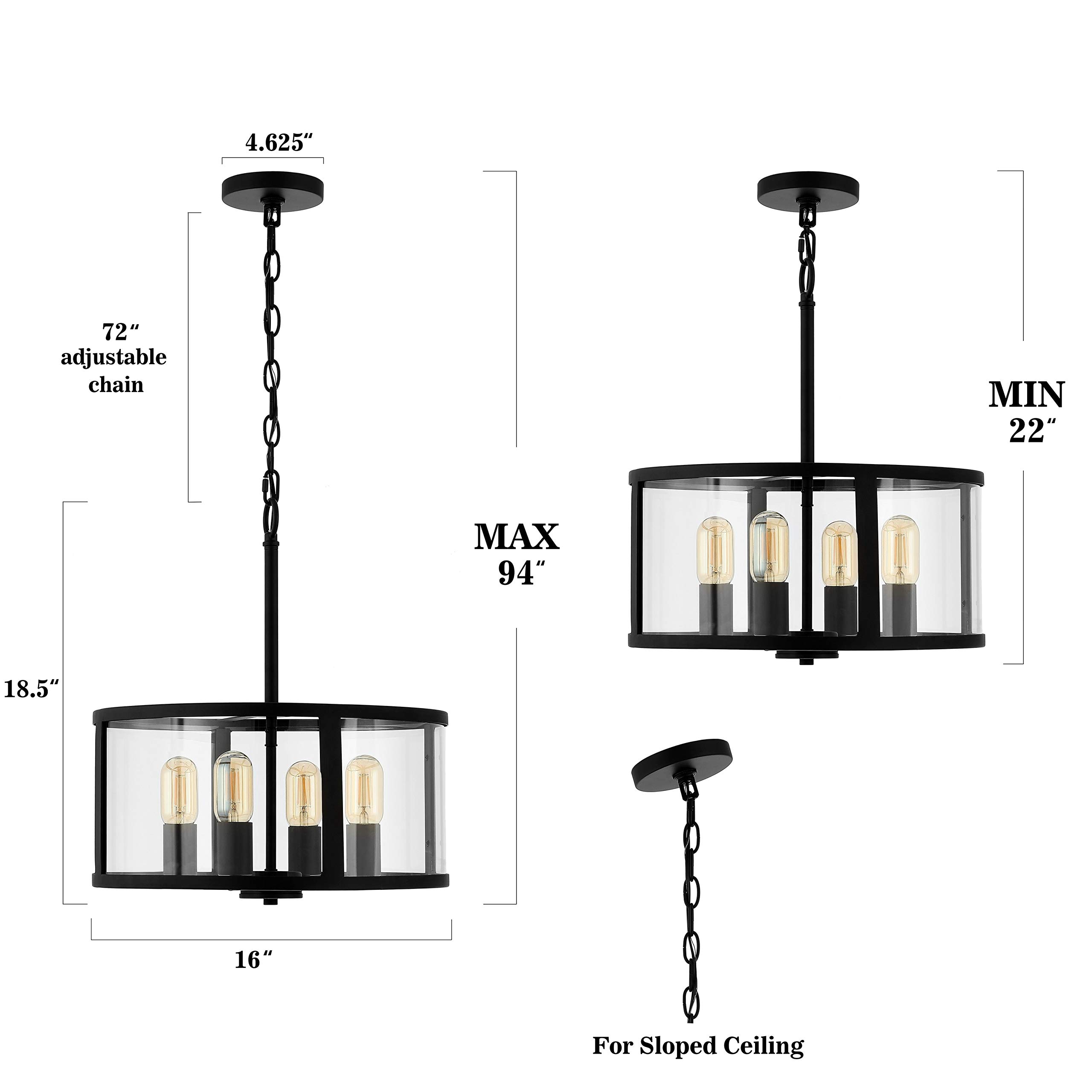 3-Light Black LED Adjustable Pendant Lighting Fixture - 16