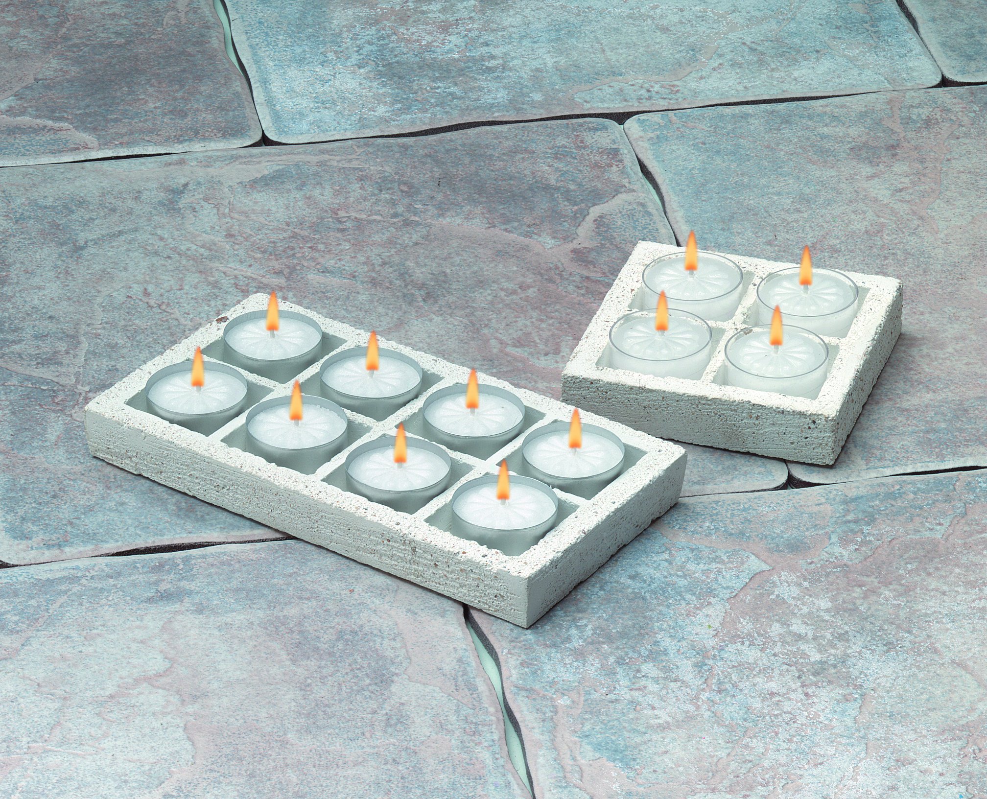 Biedermann & Sons Natural Soapstone 8-Tealight Candle Holders Set of 6 - Rustic Home Decor for Wedding, Party, and Holiday Centerpieces