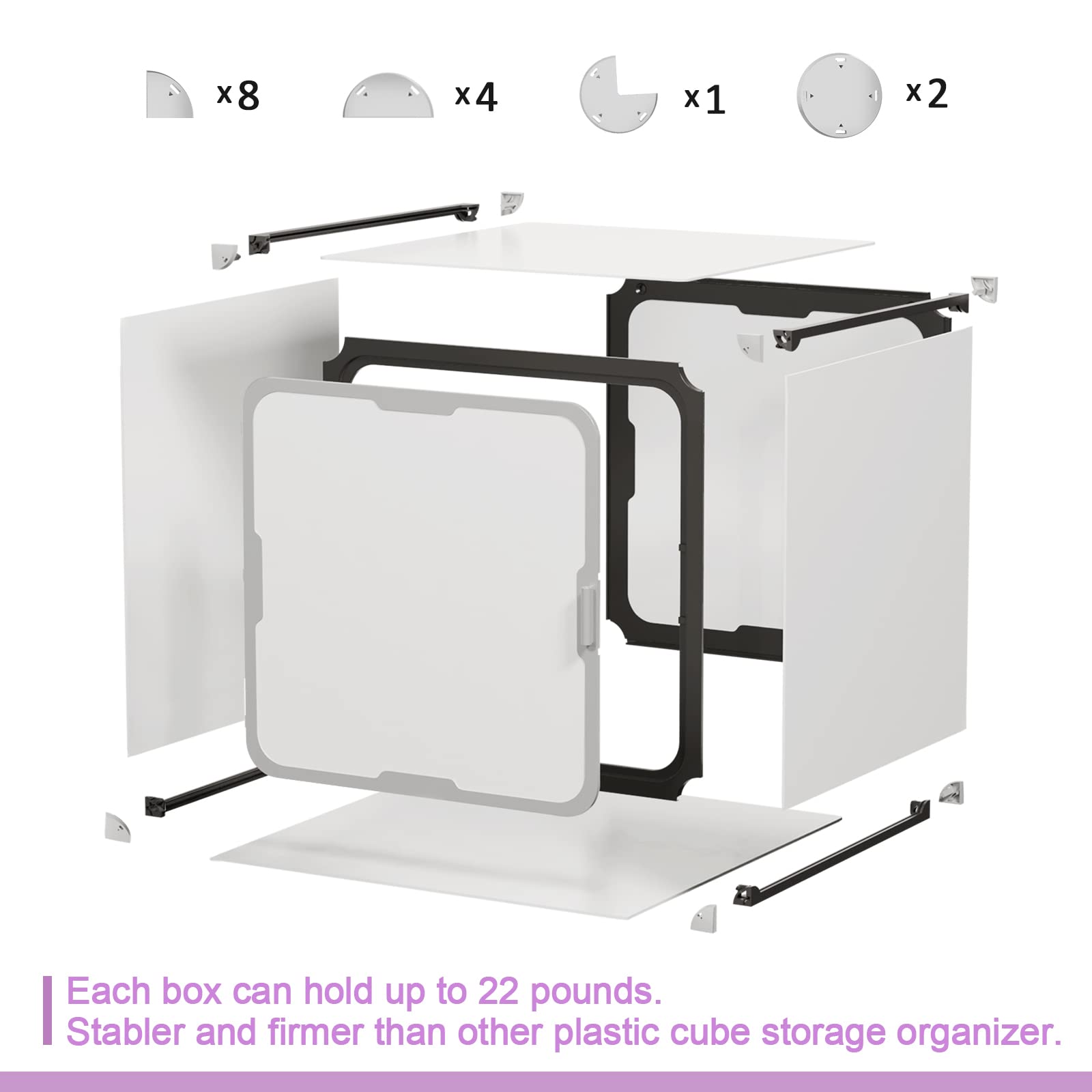 MIRUO 4-Pack White Storage Cubes & Closet Organizers - Foldable Fabric Bins for Office, Clothing, and Home Organization (A-GE08002-USAM021) | Perfect for Bedroom, Nursery, and Pantry Storage Solutions