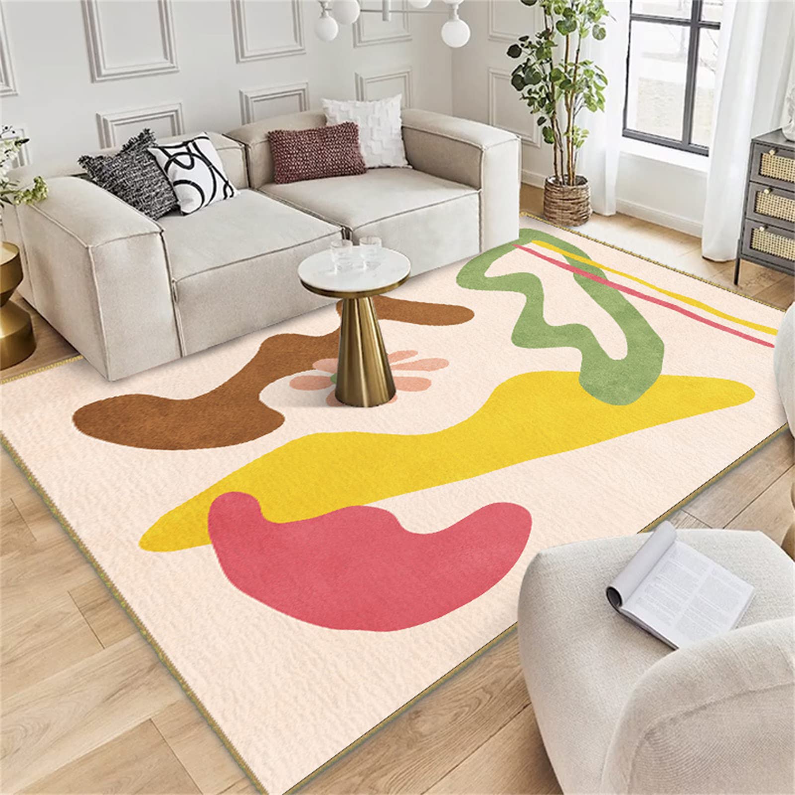 Crystal Velvet Area Rug - Soft Cartoon Flower Design Large Floor Mat for Living Room & Bedroom | Home Decor Rugs for Cozy Spaces & Kids Rooms