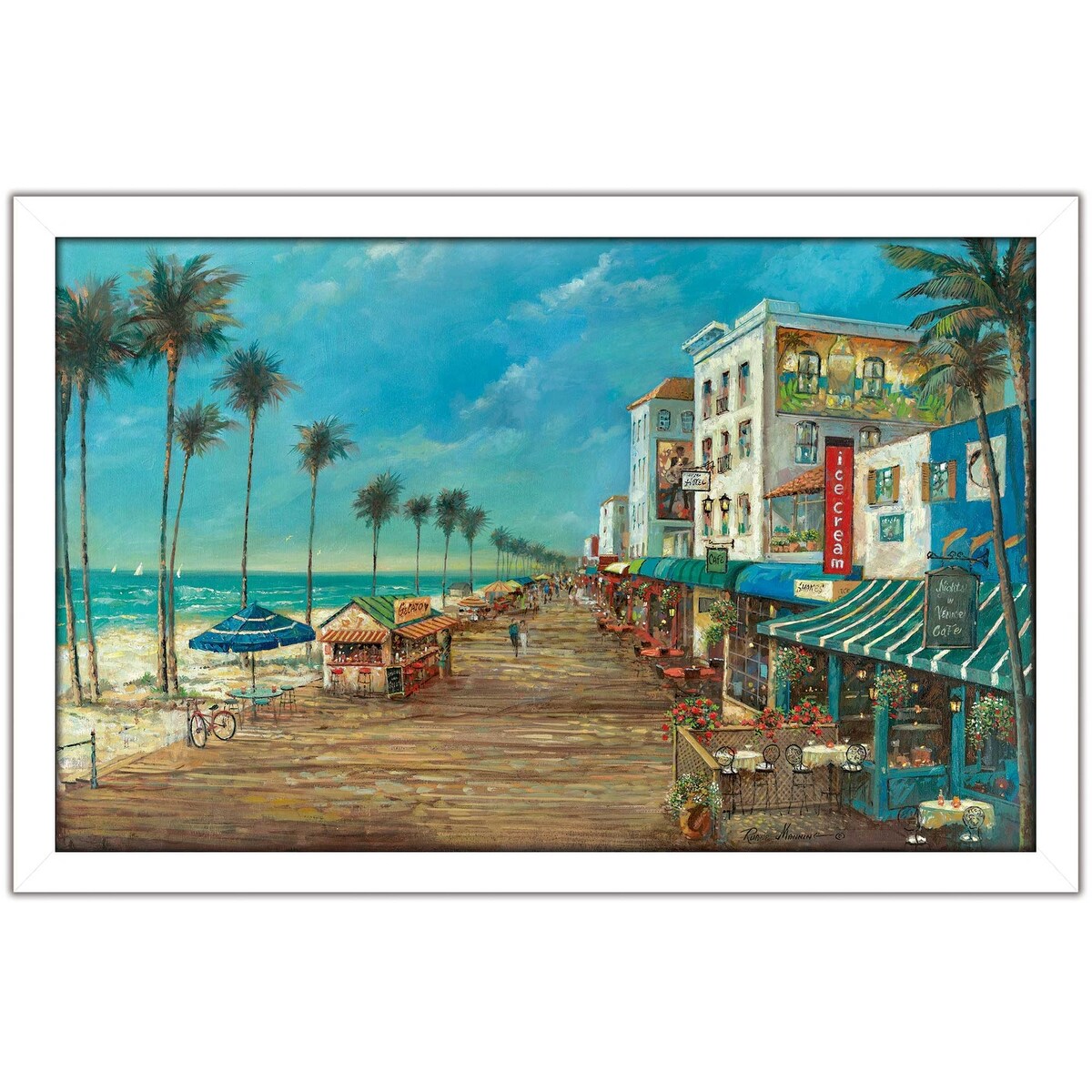 Ruane Manning 'A Day On The Boardwalk' Acrylic Wall Art Print - Coastal Beach Decor for Living Room, Bedroom & Office