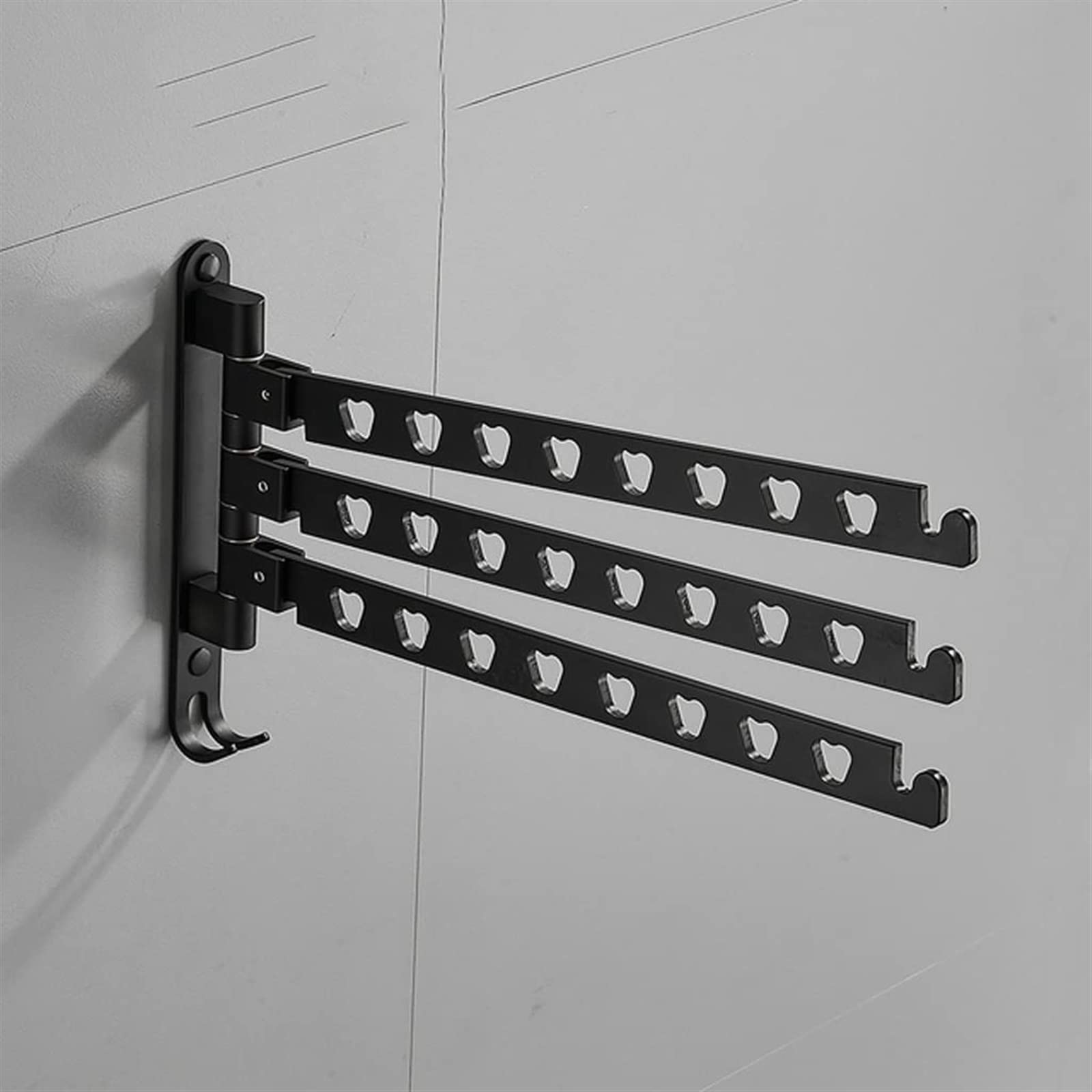Aluminum Swivel Folding Clothes Drying Rack - Wall Mounted Space Saving Laundry Hanger for Balcony, Bedroom & Small Apartments (Black)