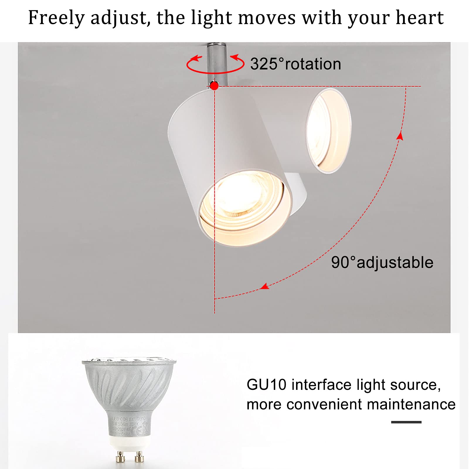 Track Lighting Kit for Ceiling LED Spotlights, 6-Pack Adjustable GU10 5W Recessed Lights with Warm Gold Finish - Perfect for Living Room, Wardrobe, Office & Commercial Spaces