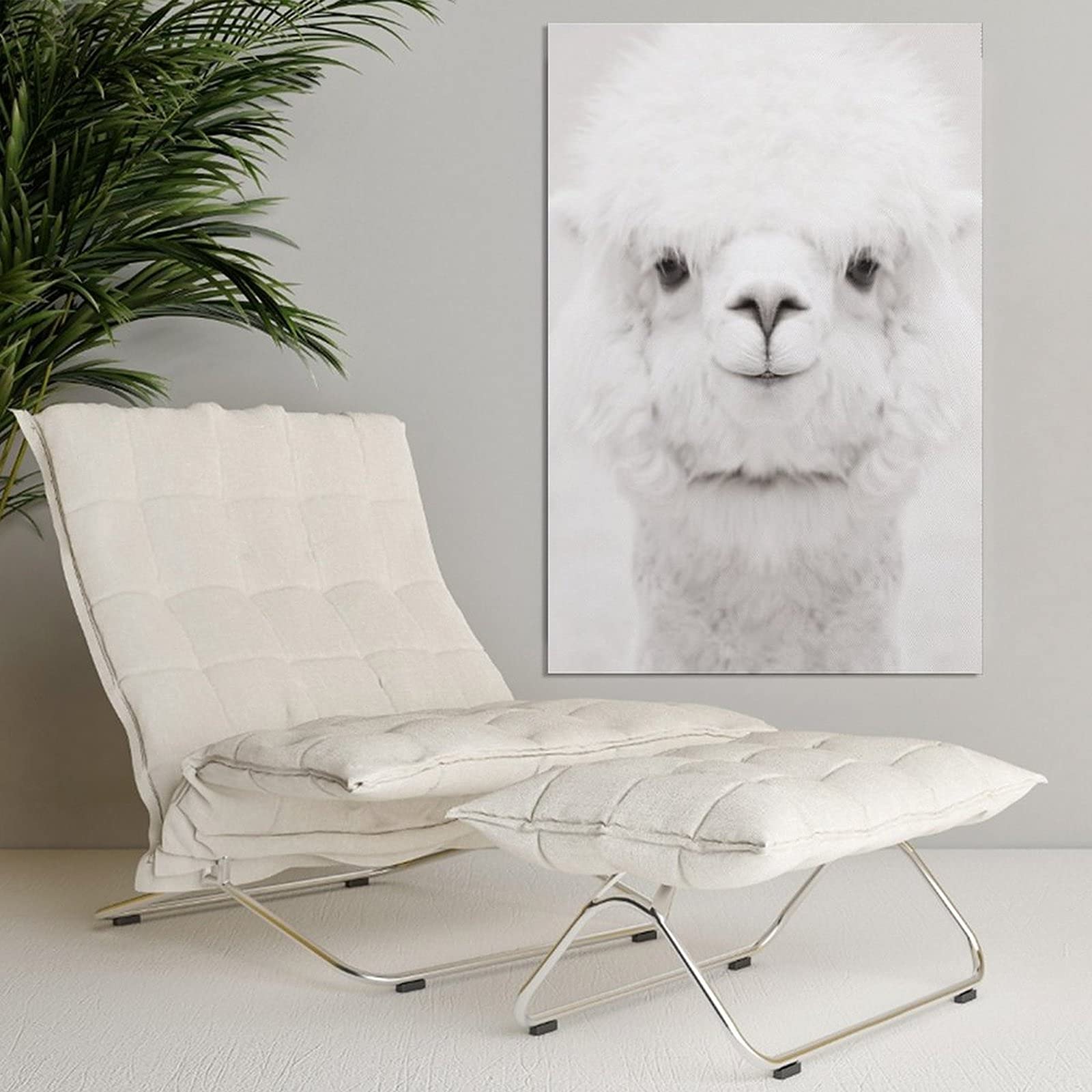 Smiling Alpaca Canvas Wall Art - 24x36 Inches (60x90cm) Animal Print Poster for Bedroom, Office & Home Decor - Perfect Gift for Animal Lovers & Nature Enthusiasts | Living Room, Nursery, Dorm Wall Decor