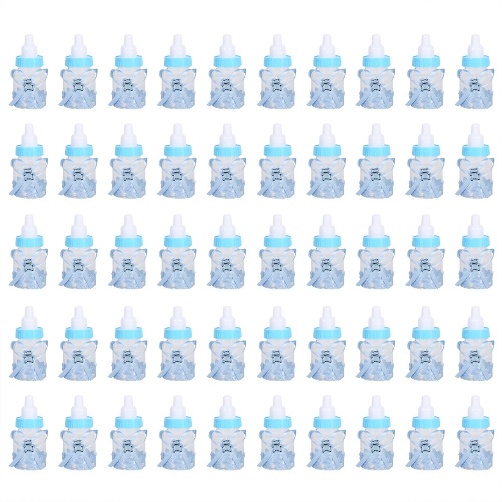 50pcs Mini Fillable Candy Bottles - 3.5 Inch Cute Feeding Bottle Shape Candy Boxes for Birthday, Baby Shower & Christening Party Decorations (Blue) - Perfect for Wedding Favors, Baby Showers & Gift Packaging