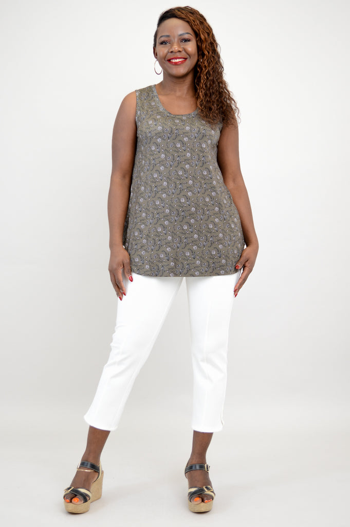 Jazz Tank Top with Daffodil Print & Bamboo Fabric - Women's Casual Summer Blouse for Music Festivals & Beach Outings
