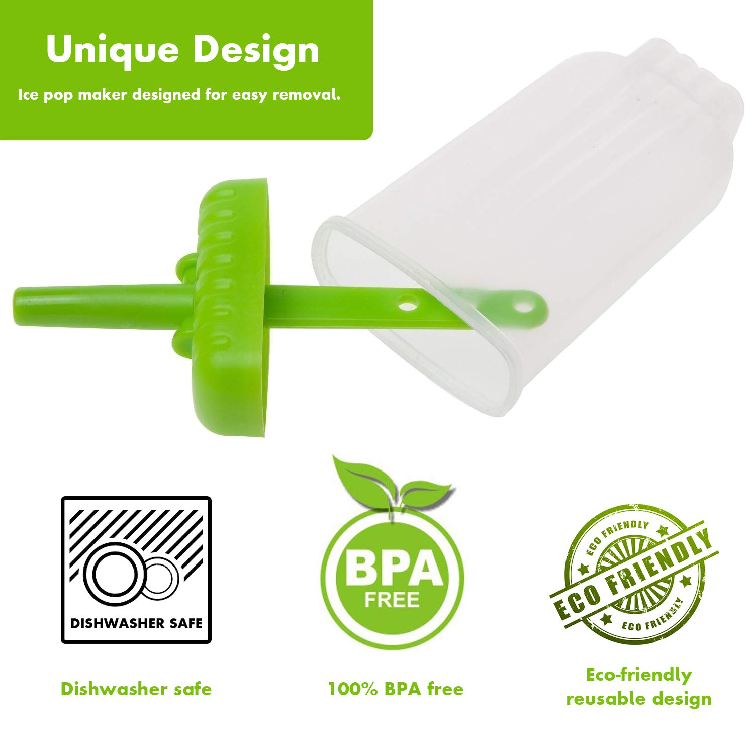 Ozera 6-Pack Reusable Popsicle Molds with Easy Release - BPA-Free Ice Pop Maker for Homemade Frozen Treats, Includes Funnel & Cleaning Brush - Perfect for Summer Snacks, Kids Parties & Healthy Desserts