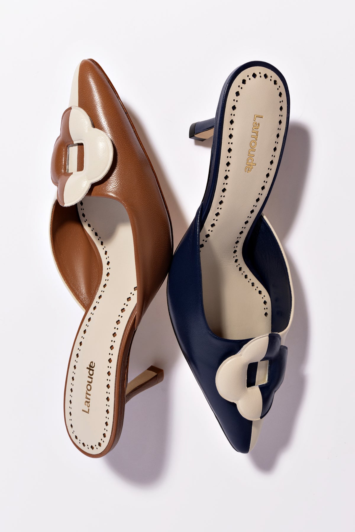 Premium Flora Pump in Navy & Ivory Leather - Elegant Women's Dress Shoes for Weddings, Parties & Office Wear