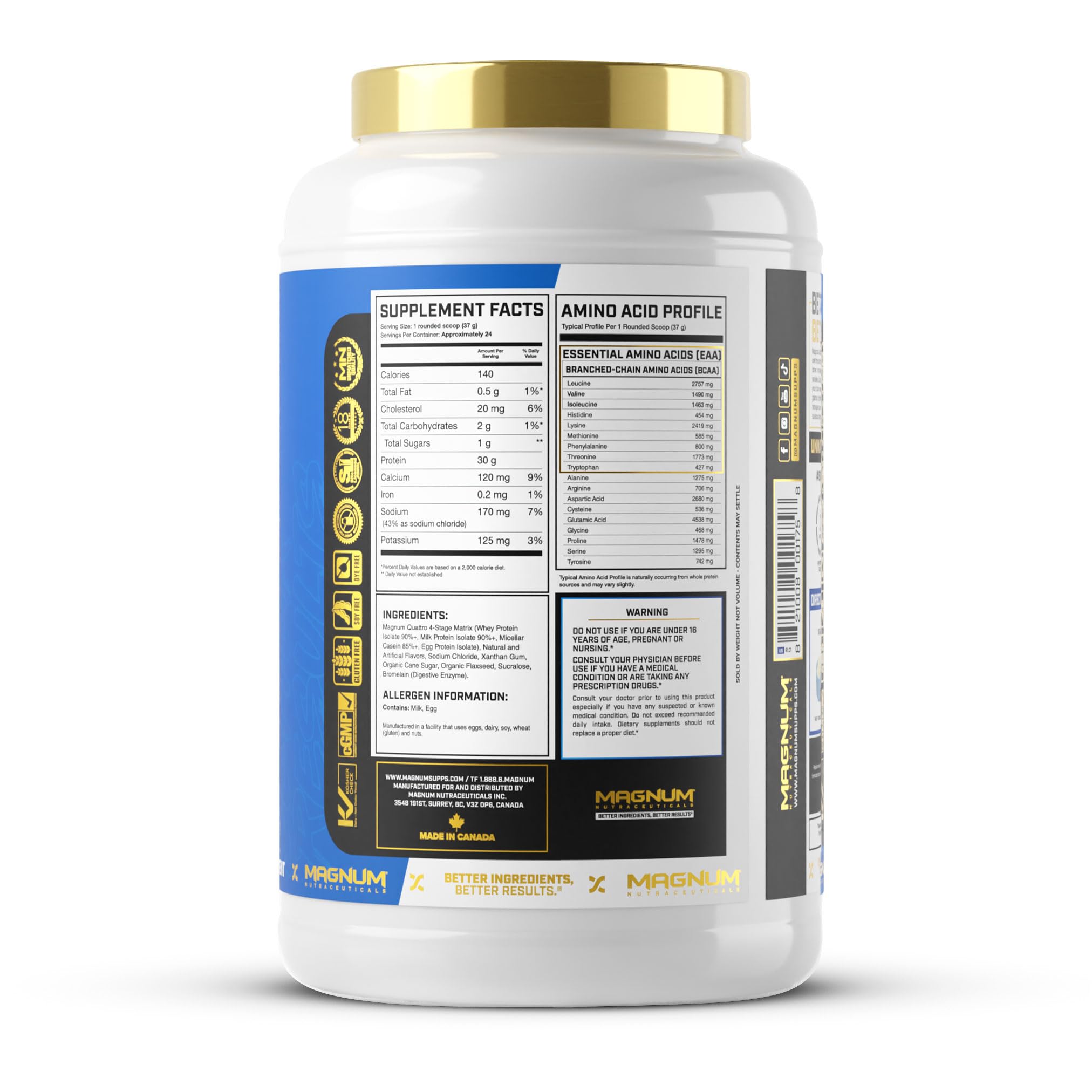 QUATTRO Magnum Nutraceuticals Whey Protein Powder - Vanilla Soft Serve Ice Cream Flavor, 2lb | Premium Protein Isolate Blend for Muscle Growth & Recovery | Post-Workout & Meal Replacement for Athletes & Fitness Enthusiasts