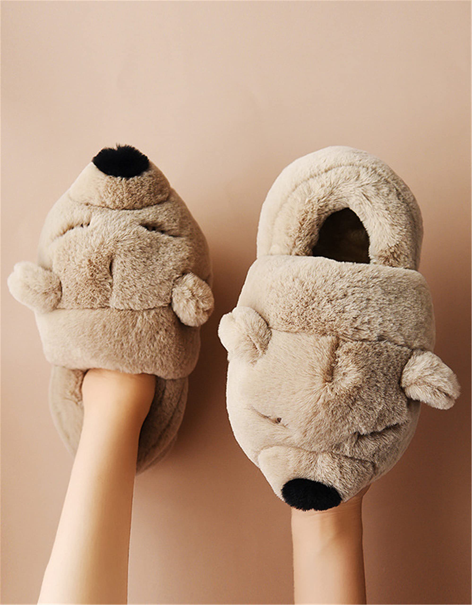 LANFIRE Women's Cute Bear Slippers - Animal Themed Cozy Fuzzy House Shoes, Soft Plush Winter Warm Slippers with Cotton Lining for Indoor Comfort | Perfect for Lounging at Home, Gift Giving & Cold Weather Wear