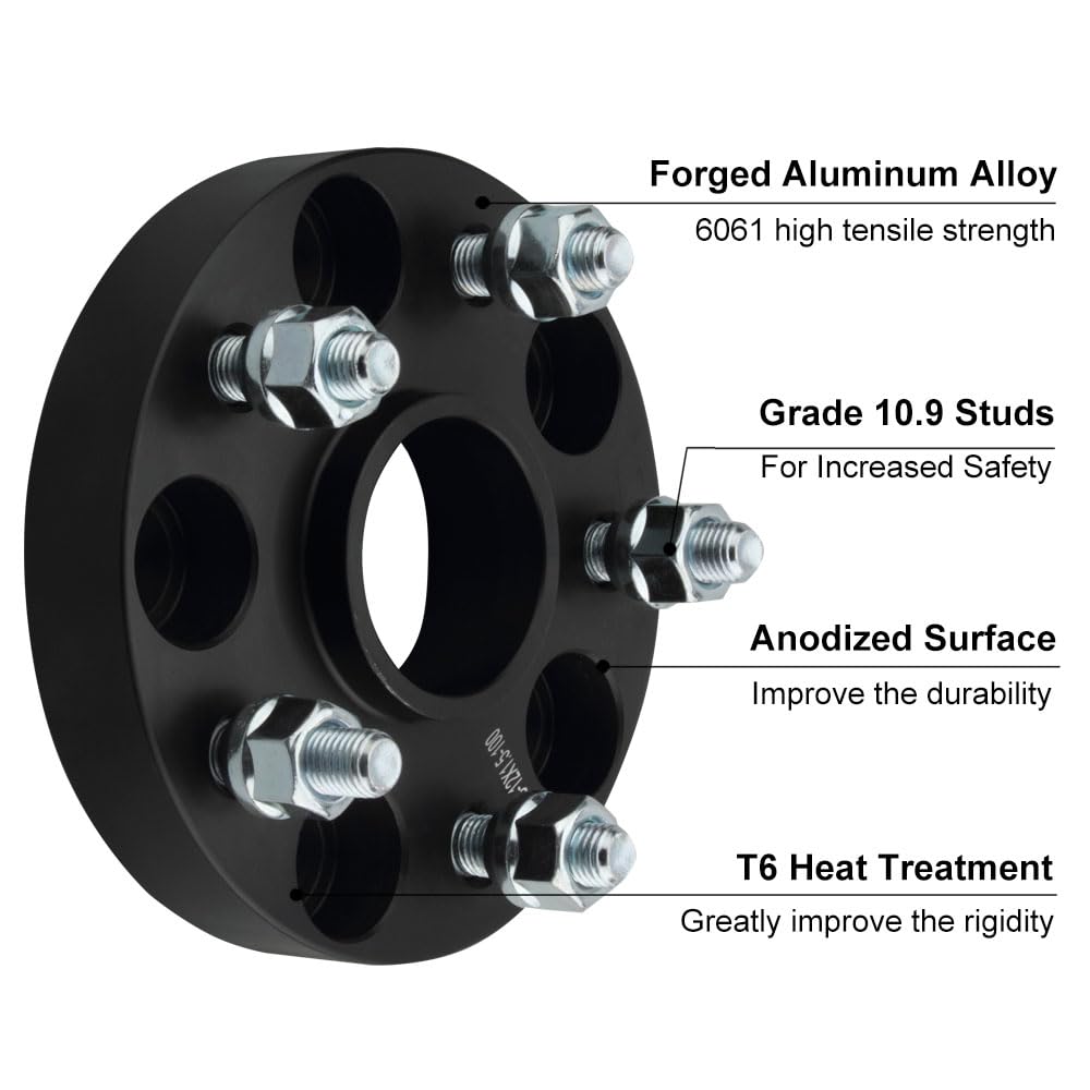 DCVAMOUS 4PC Black 5x5 Hubcentric Wheel Spacers 1 Inch (25mm) with 1/2