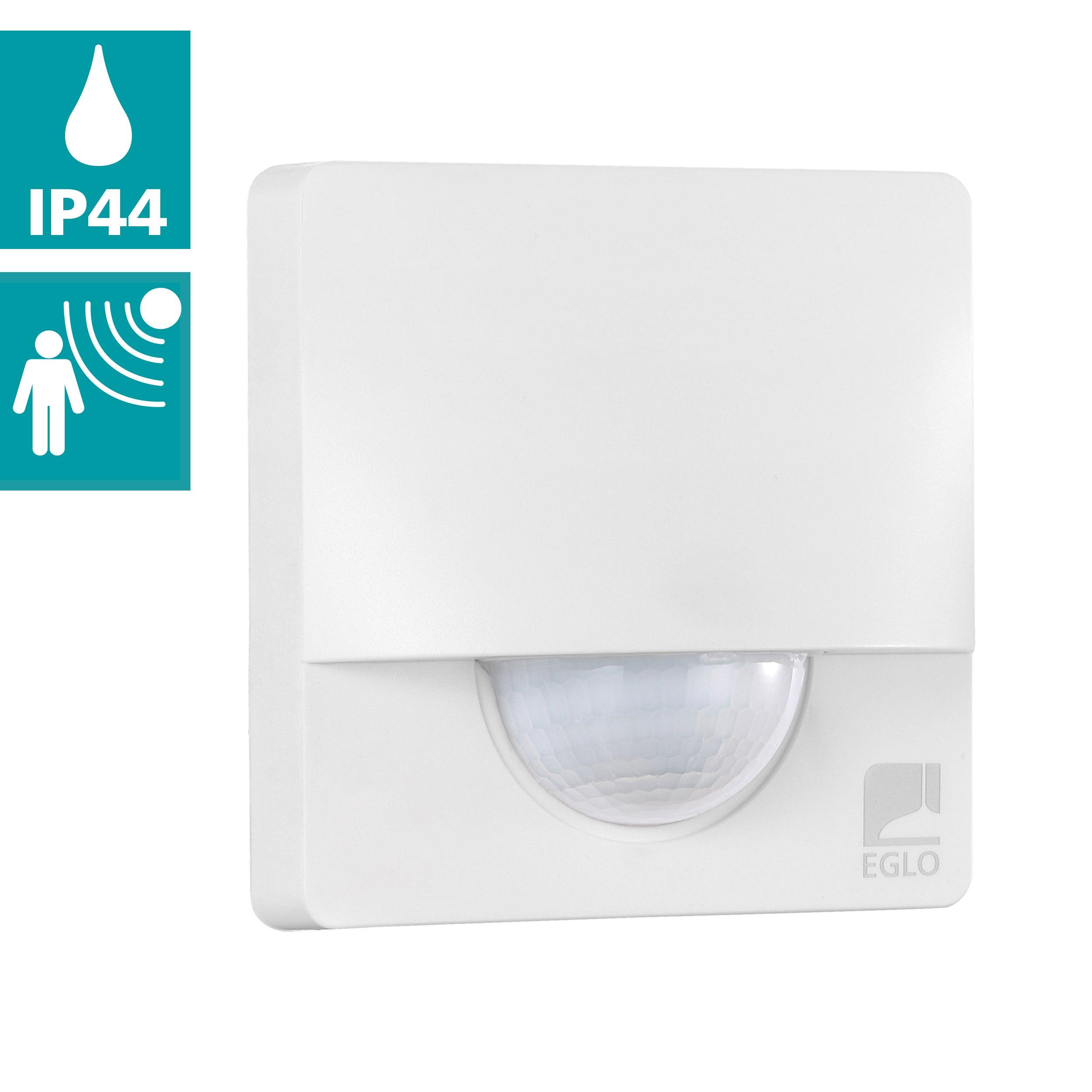 Eglo Detect Me 3 IP44 White Square PIR Motion Sensor Light - Outdoor Security Lighting for Porch, Garage & Garden Areas