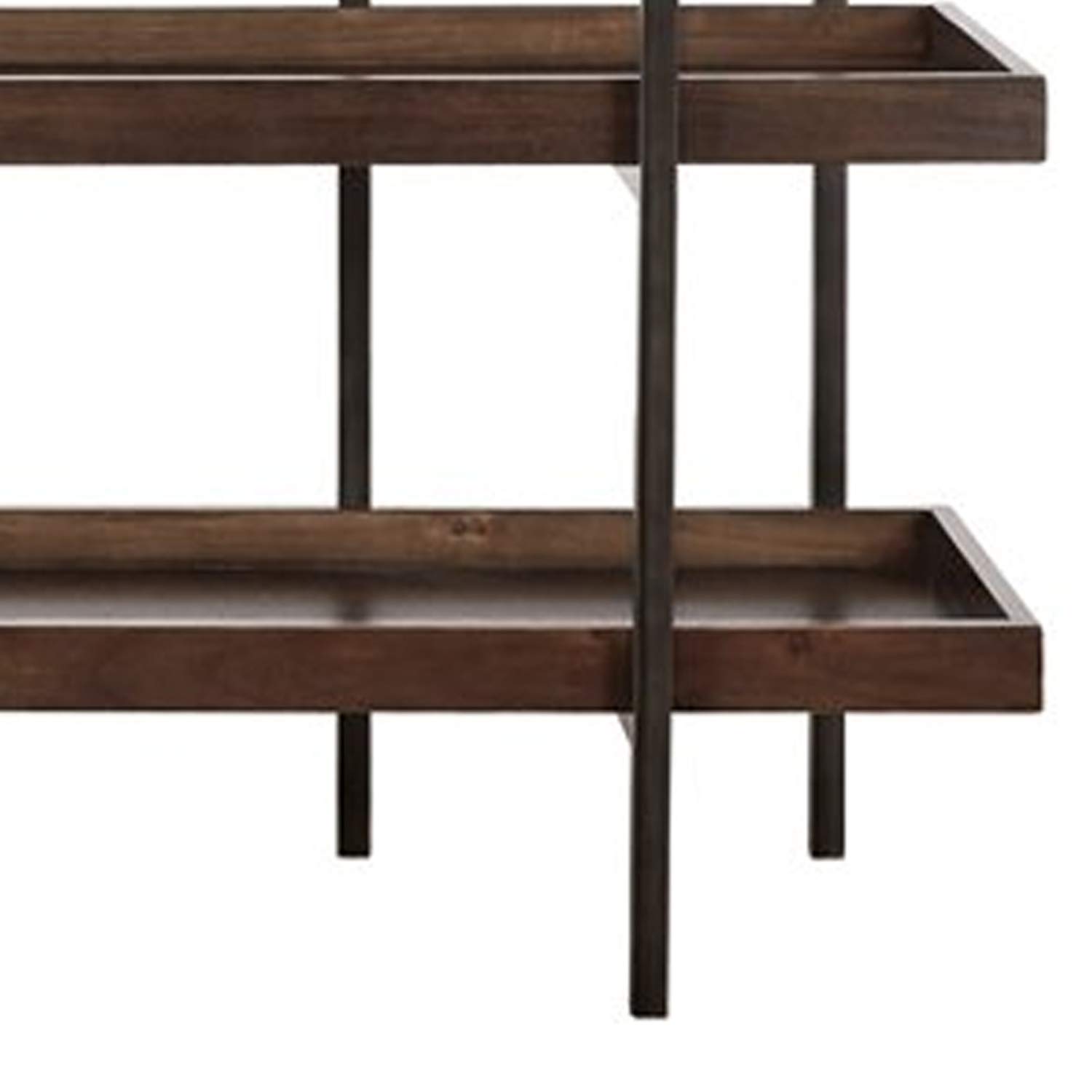 Benjara 5-Shelf Wooden Bookcase with Metal Frame - Brown & Black - Perfect for Living Room, Office & Home Library Storage