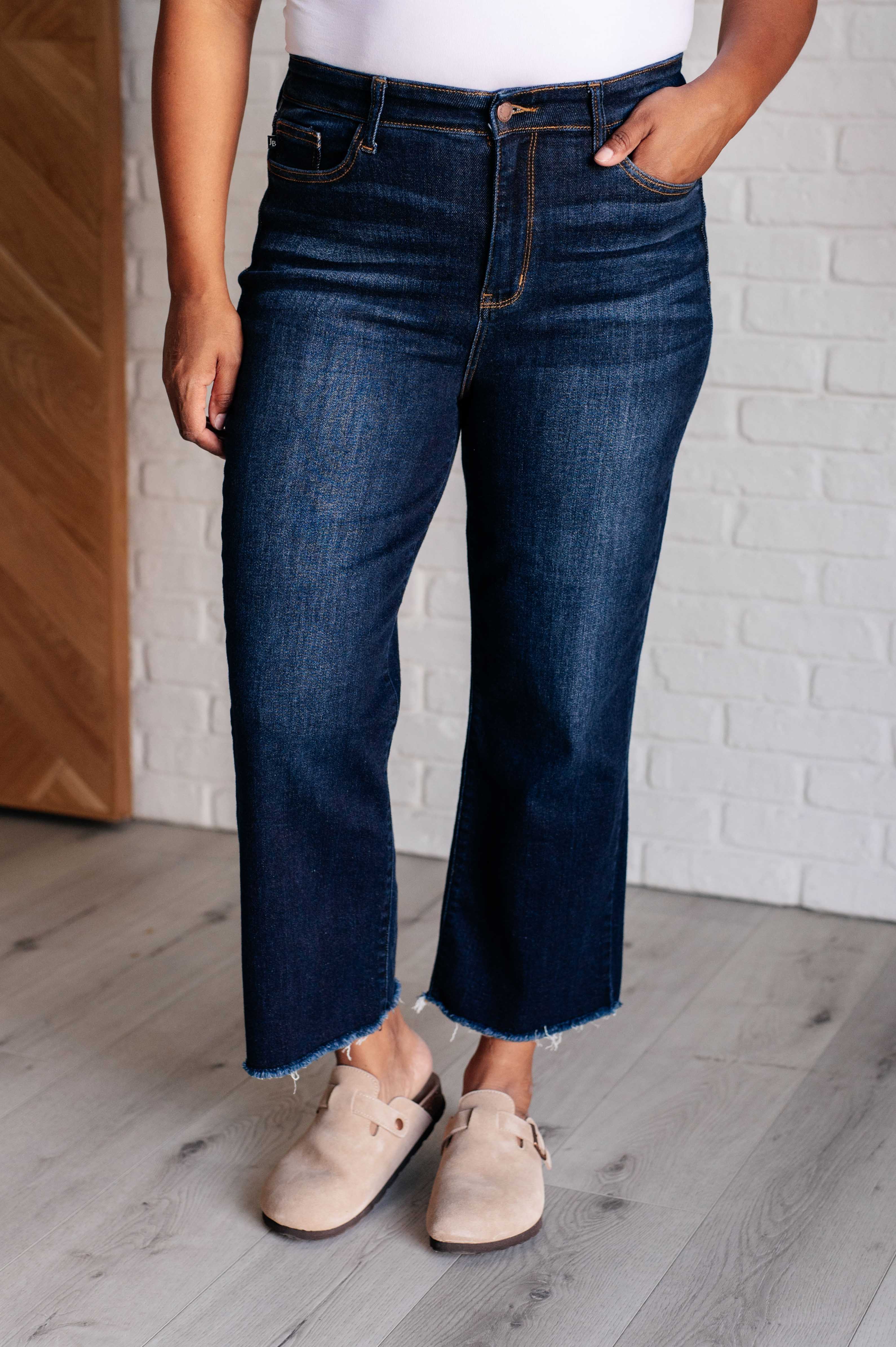 Madeline High Rise Cropped Wide Leg Jeans for Women - Stretch Denim Pants with Comfortable Fit - Perfect for Casual Outfits, Workwear and Street Style Fashion