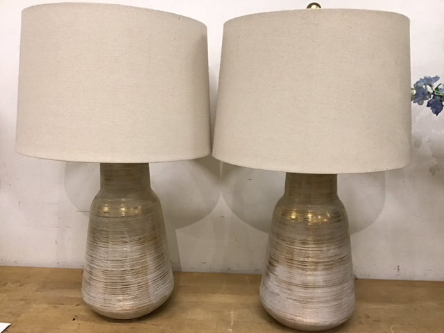 28 Pair Elegant White and Gold Urn Table Lamps - Vintage Style Home Decor for Living Room, Bedroom & Office Lighting