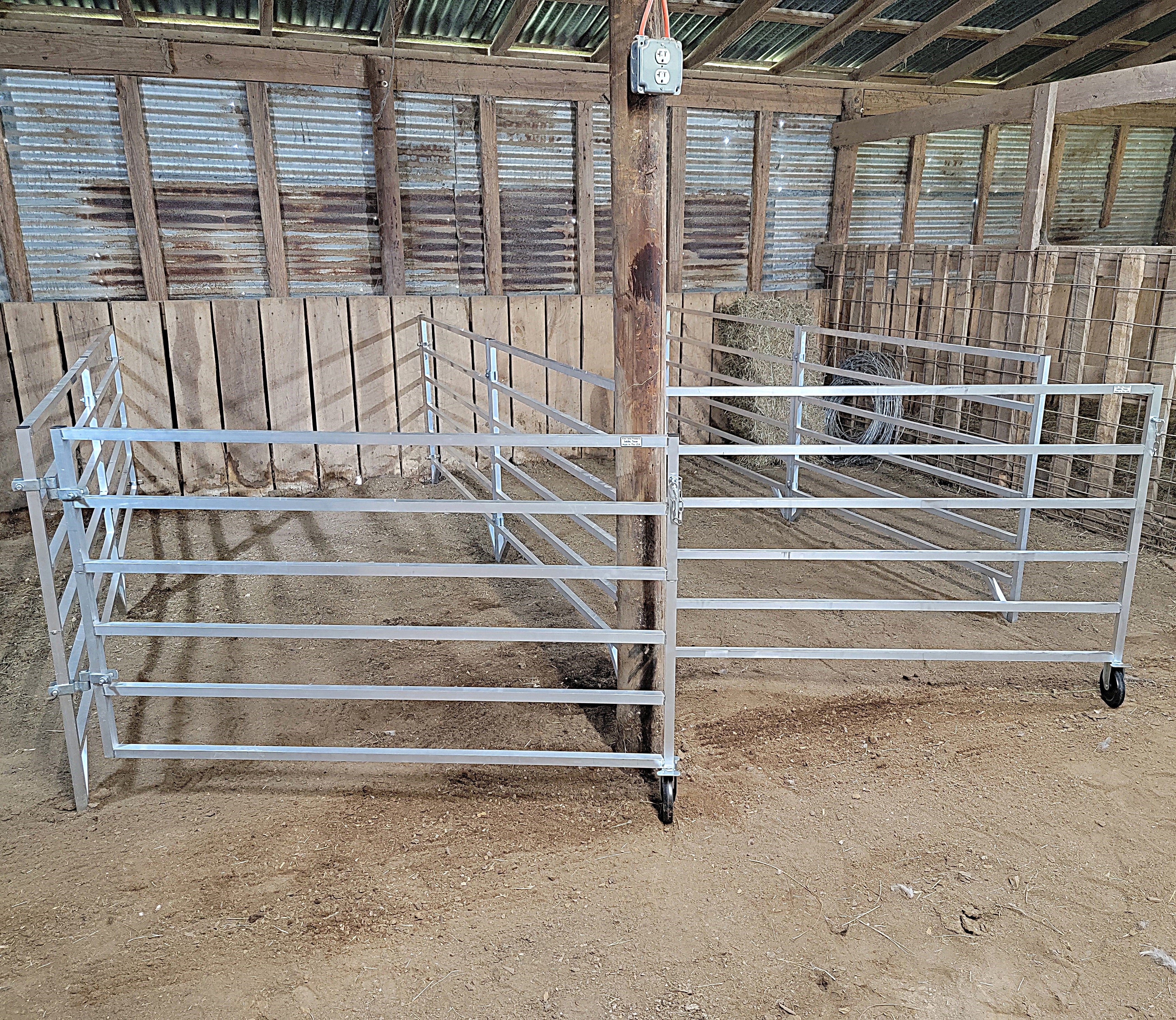 5 Ft X 10 Ft Aluminum 6-Rail Wall Mounted Horse Stall Kit (2 Panels + 1 Gate) - Perfect for Barns, Stables & Equine Facilities
