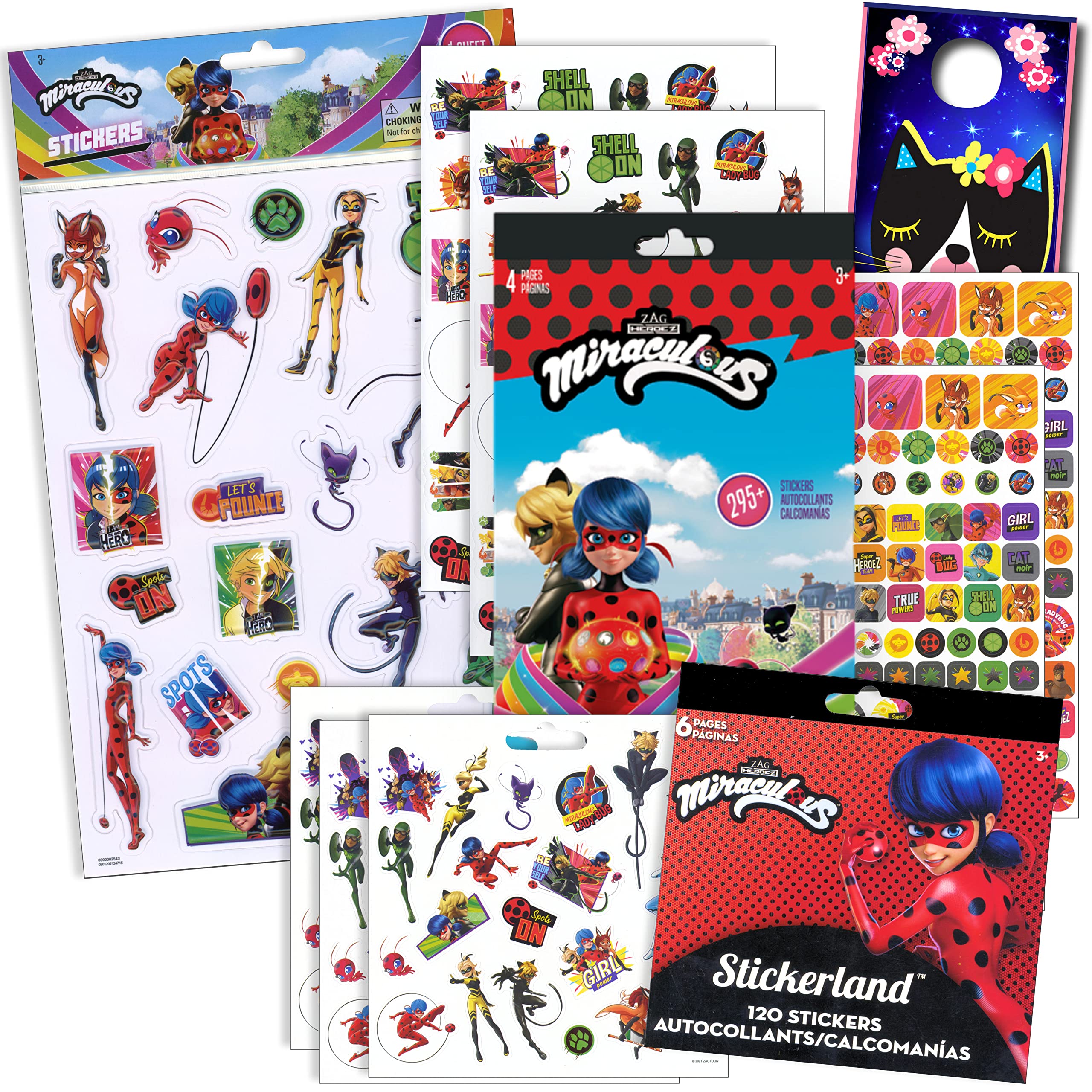 Miraculous Ladybug and Cat Noir Activity Bundle - Stickers, Raised Stickers & 2-Sided Door Hanger for Kids | Perfect for Birthday Parties, School Projects & Room Decor