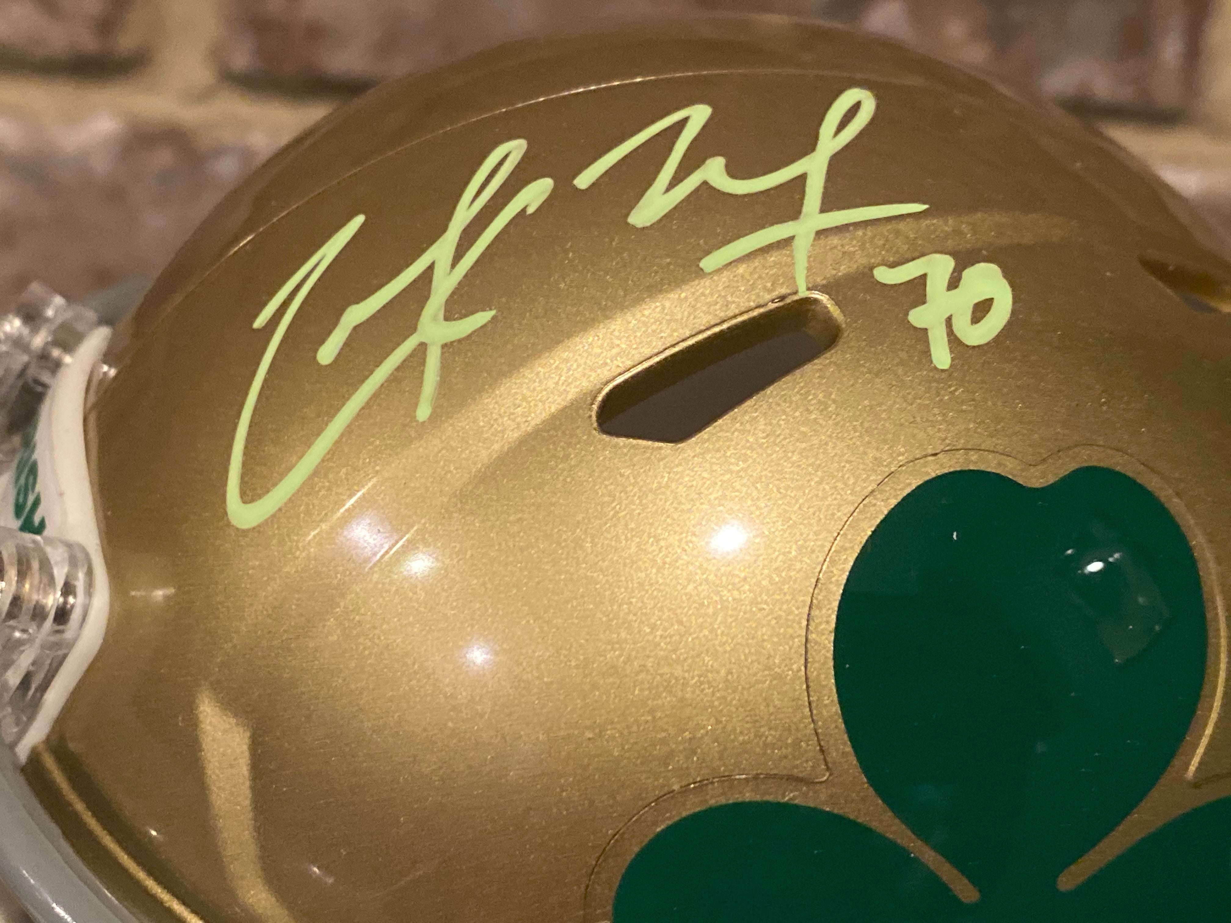 Zack Martin Autographed Notre Dame Fighting Irish Football Mini Helmet - Authentic Signed Collectible for Fans, Sports Memorabilia, and Home Decor