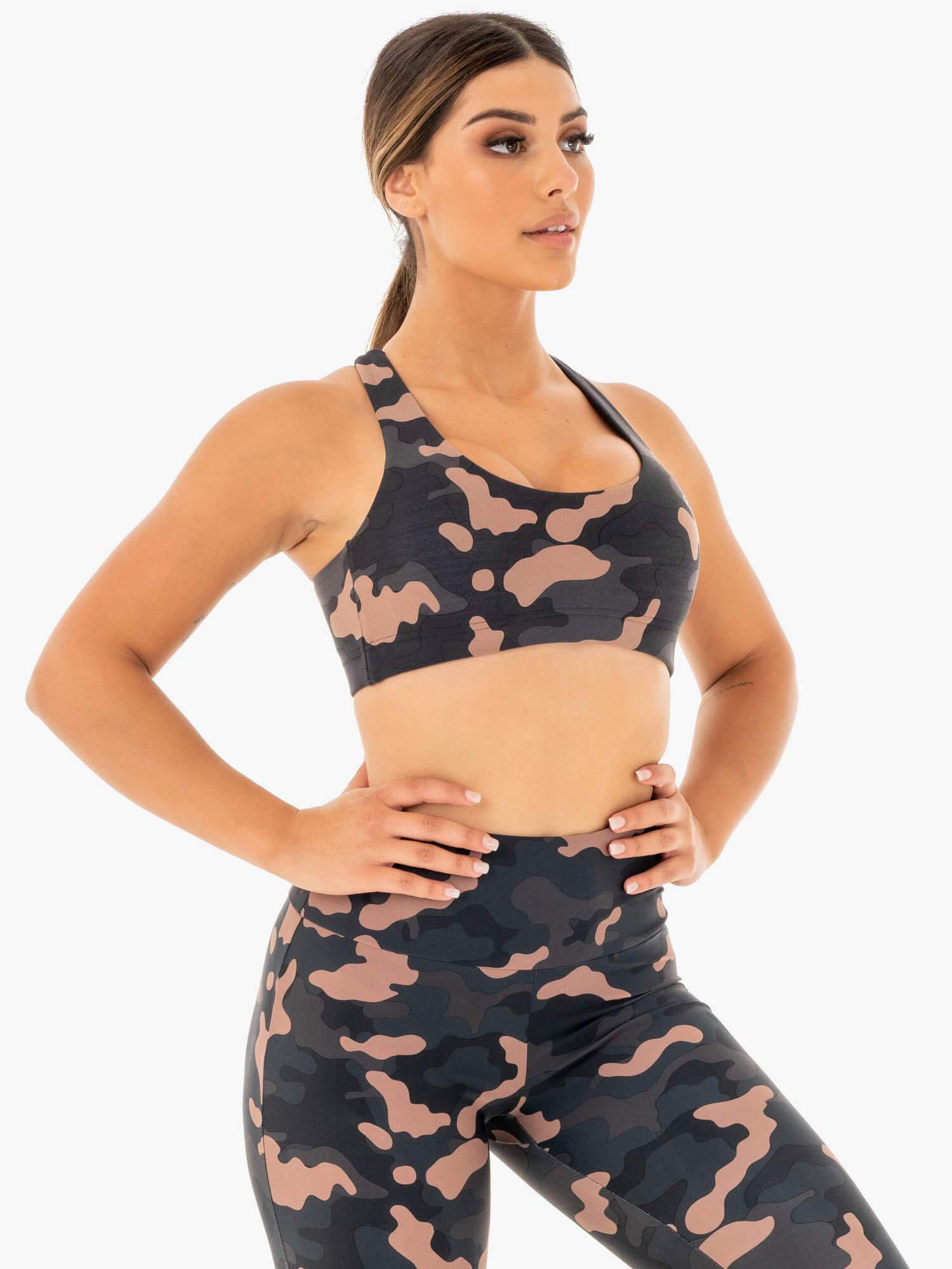 Camo Sports Bra for Women - Rose Camo Pattern Workout Top for Running, Yoga & Gym - Comfortable & Breathable Activewear