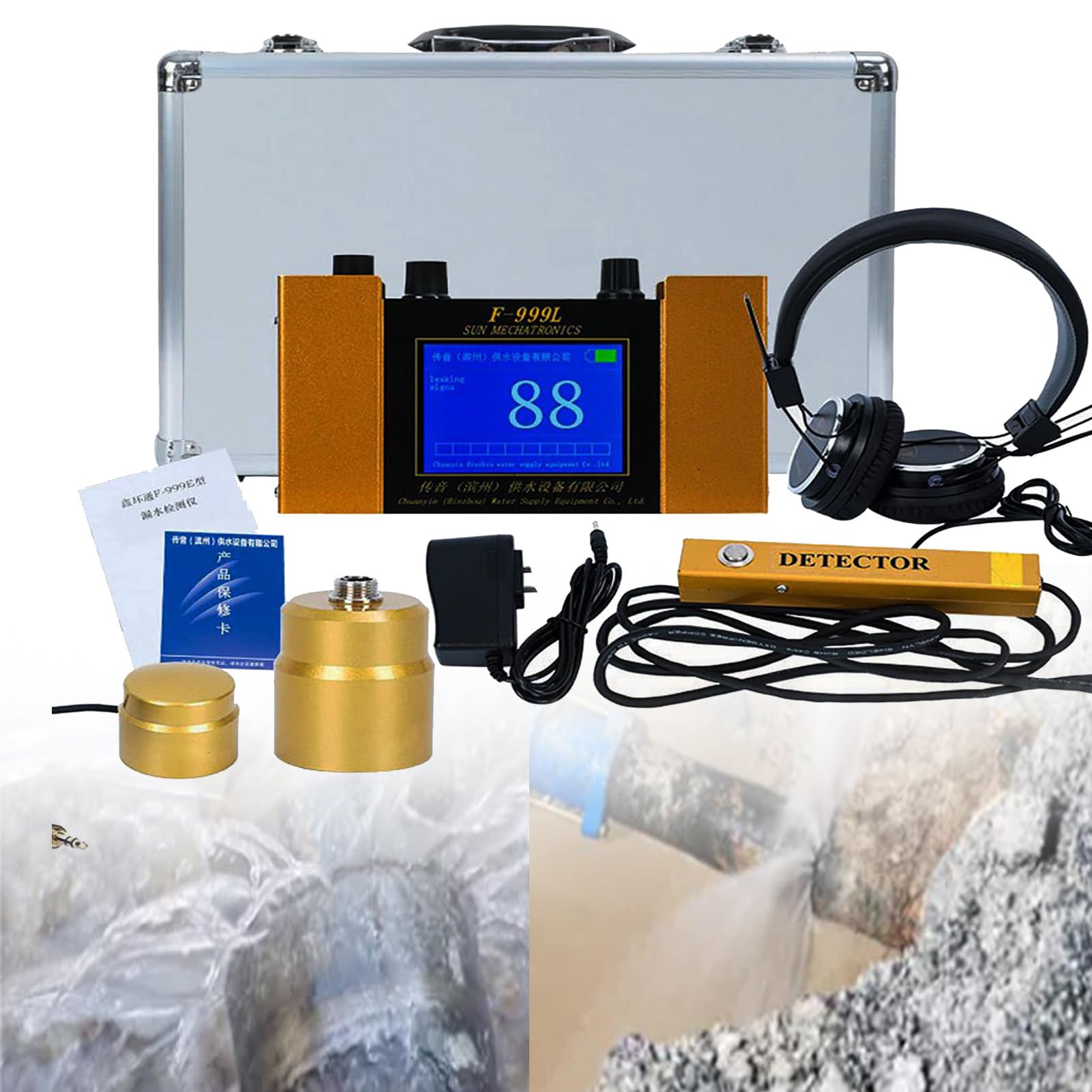 **Water Leak Detector for Underfloor Heating & Hidden Pipes - Accurate Leak Sensor with Headset, Stethoscope & Key (45x30x15mm) - Ideal for Home Plumbing, HVAC & Maintenance Inspections**