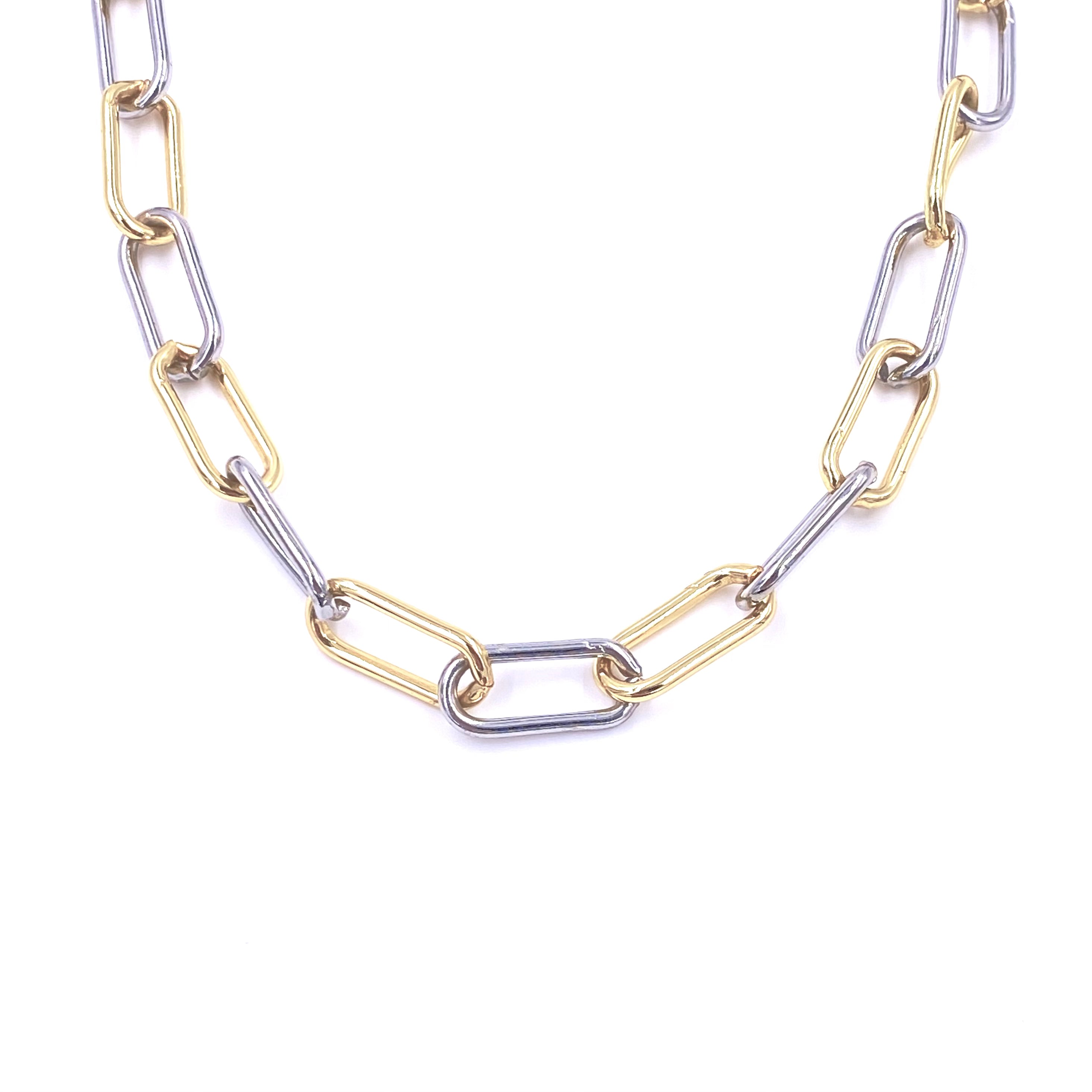 Ashley Gold Stainless Steel Gold Plated Two-Tone Link Chain Necklace for Women - Perfect for Everyday Wear, Parties & Gifts